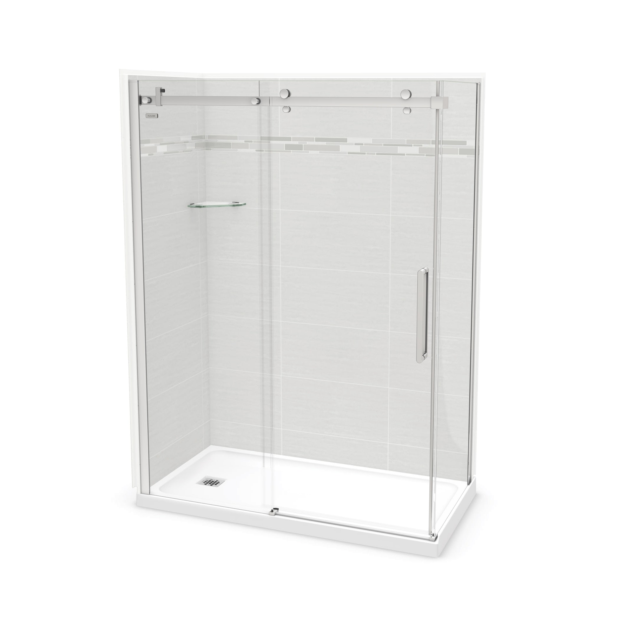 MAAX 106369-300-524-101 Utile 5 -Piece 32-in W x 60-in L x 83-in H Rectangular Corner shower kit ( Left Drain) Base, Wall, Door and Drain Included Chrome Hardware Included