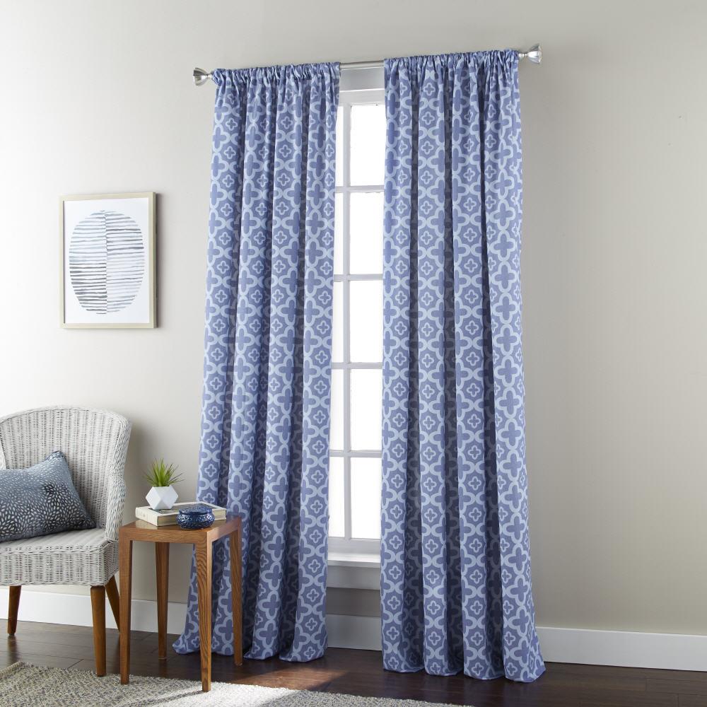 allen + roth ALEX-P-PALACBLU84 84-in Blue Light Filtering Grommet Single Curtain Panel