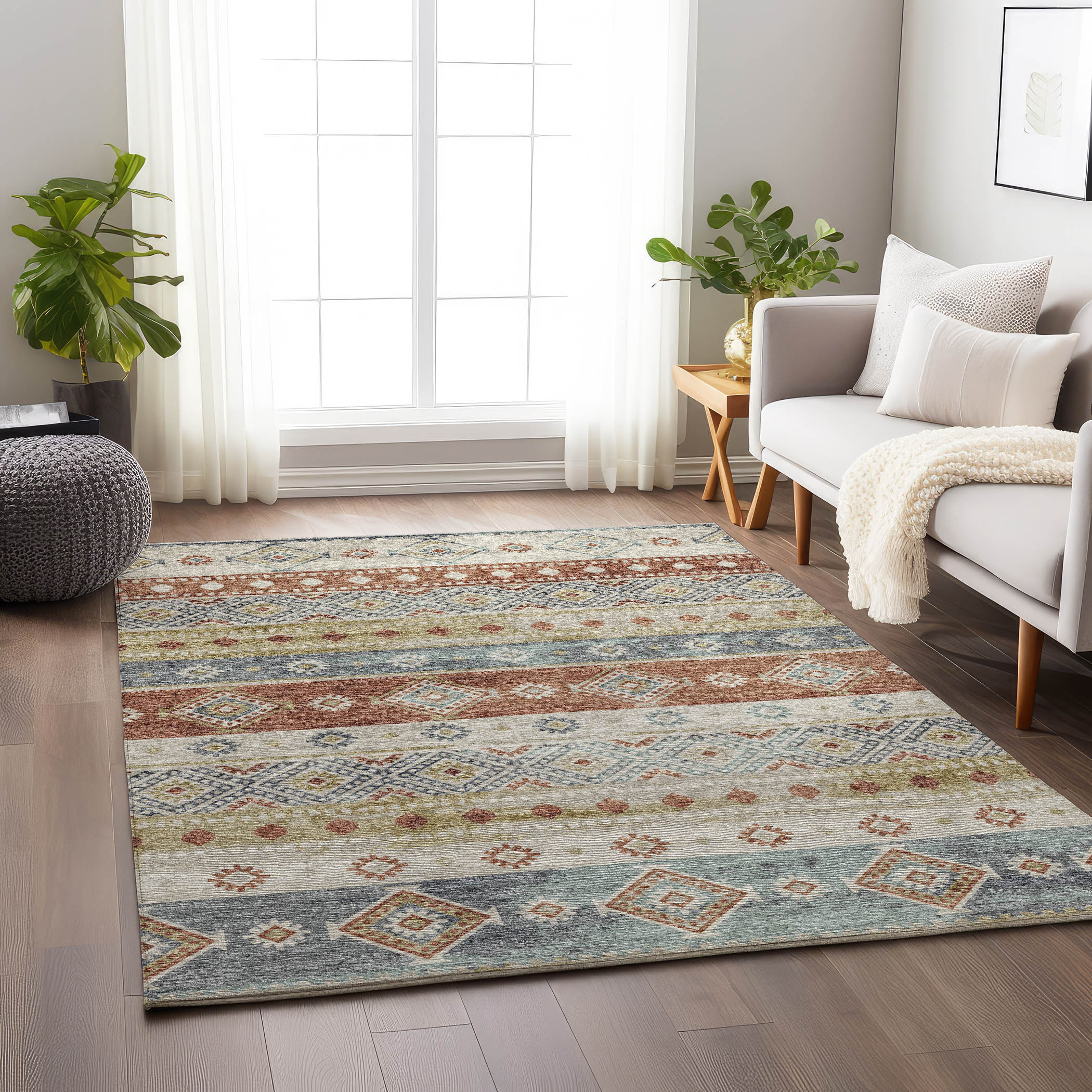 Addison Rugs AMF118DE8X10 Mayfield AMF118DE 8 x 10 (ft) Loomed Polyester Desert Rectangular Indoor Geometric Machine washable Area rug