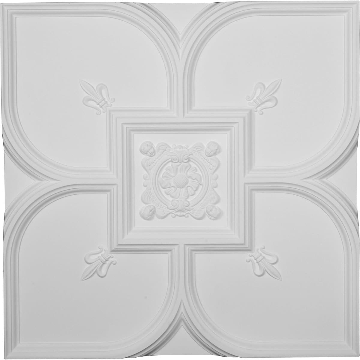 Ekena Millwork CT31X31FL 2.5-ft x 2.5-ft Fleur-de-lis White Urethane Drop Ceiling Tile (1-Pack, 6.89-sq ft / Case)