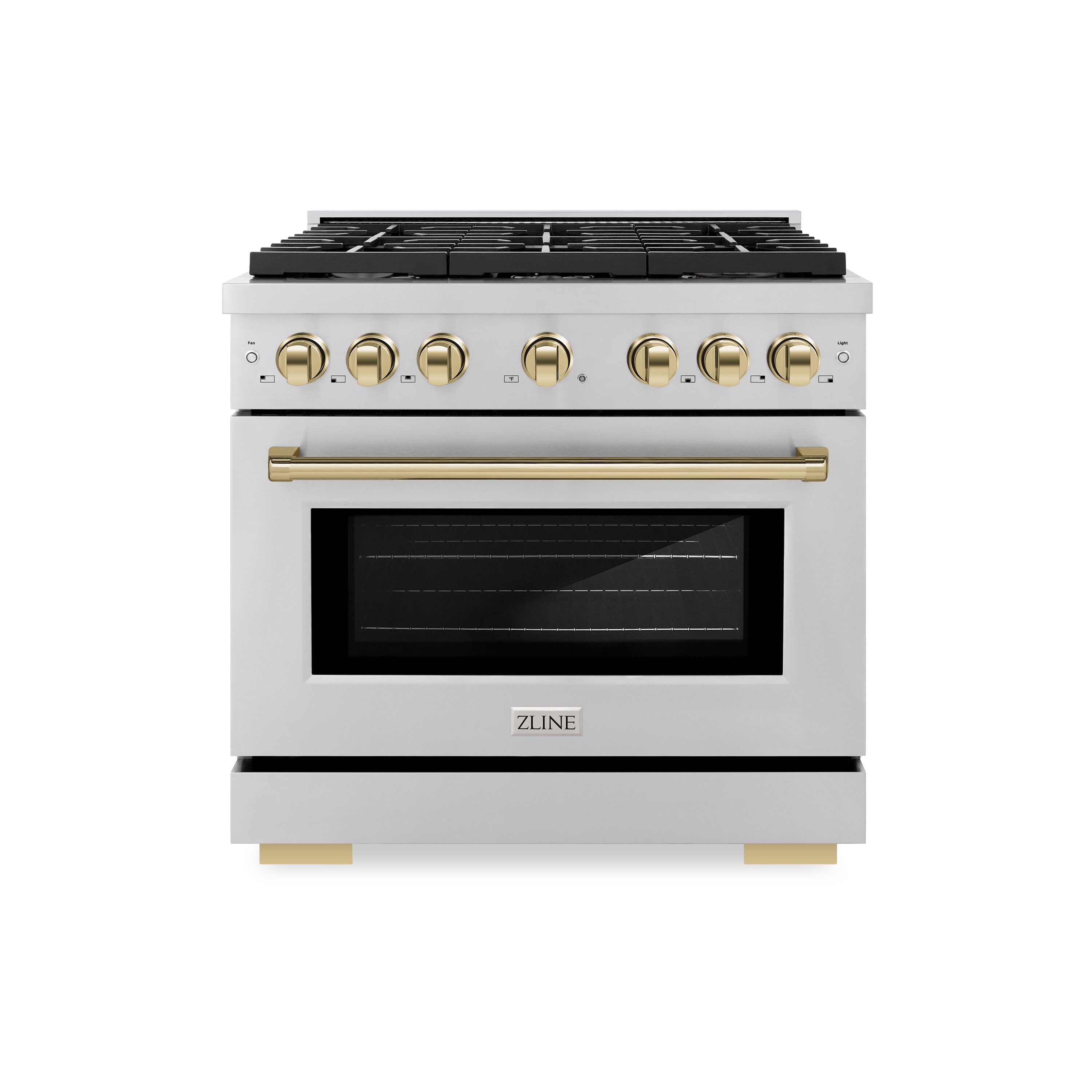ZLINE KITCHEN & BATH SDRZ-36-G Paramount 36-in Standard 6 burners Convection Oven Freestanding Dual Fuel Range ( Stainless Steel, Polished Gold Accents )