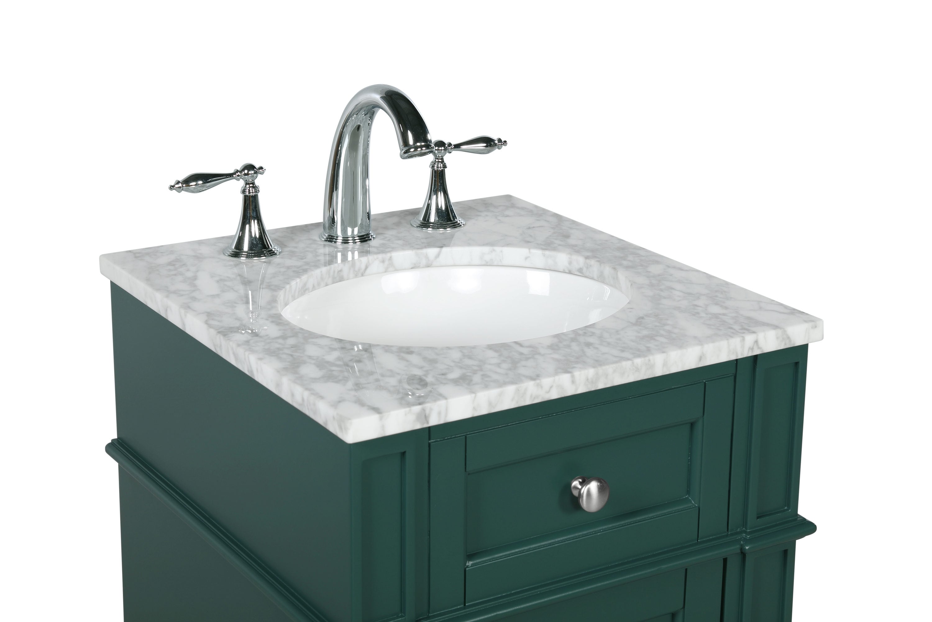 Green Single Sink Vanity with Carrara Marble Top, 18"
