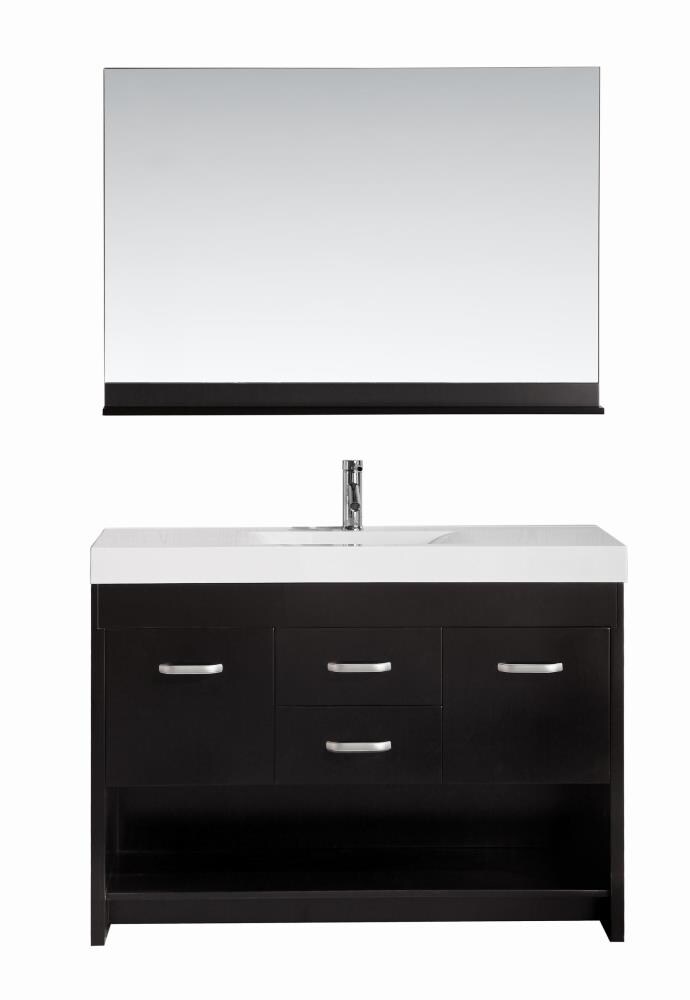 Design Element DEC074S Designer's Pick 48-in Espresso Single Sink Bathroom Vanity with White Acrylic Top (Mirror Included)