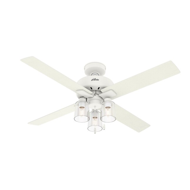 52 Hunter Pelston Indoor Ceiling Fan with LED Light and Pull Chain Matte White 