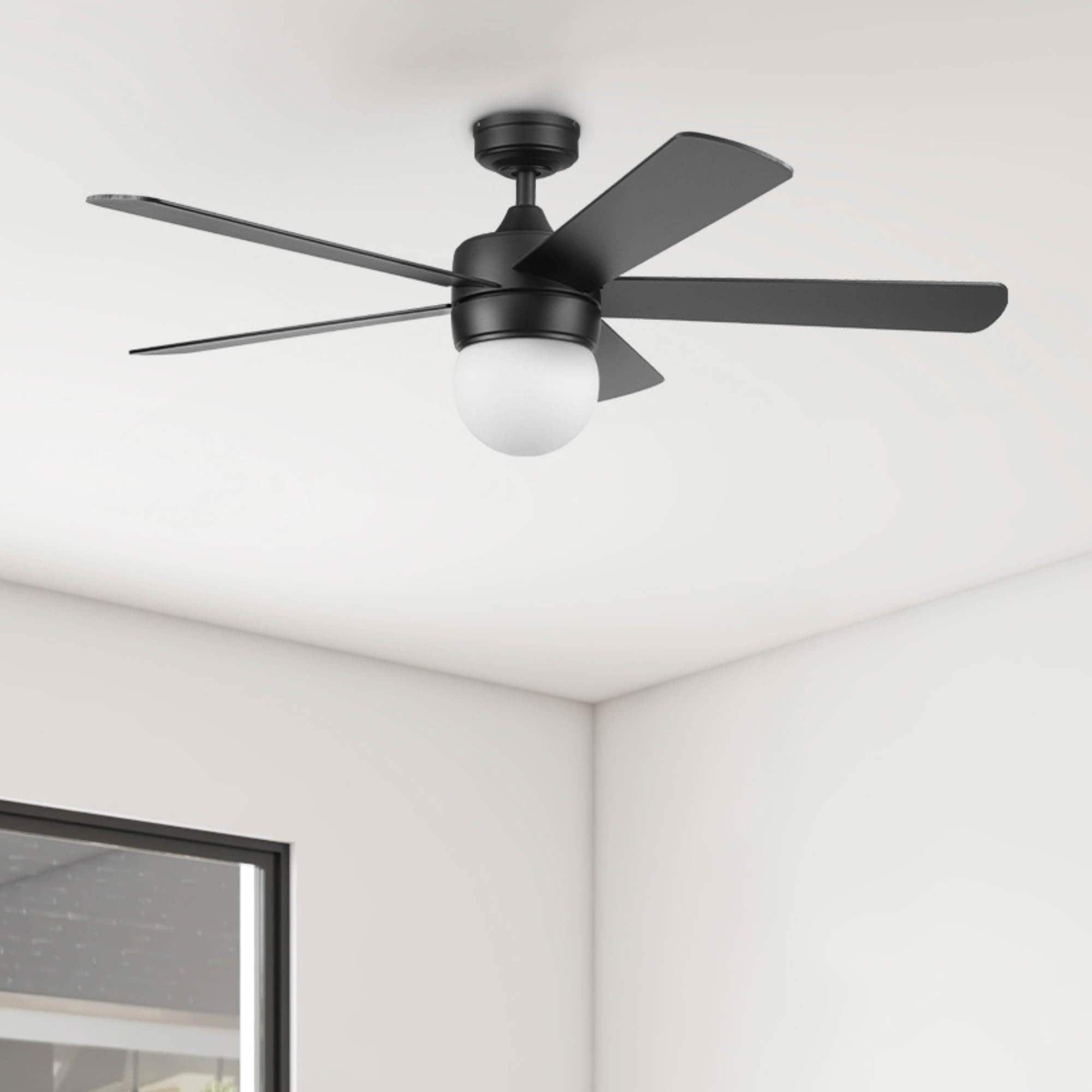 Prominence Home 51864-26 Ardrey Kell 52-in Matte Black with Matte Black Blades Ceiling Fan With Light - Remote Included ( 5 -Blade )