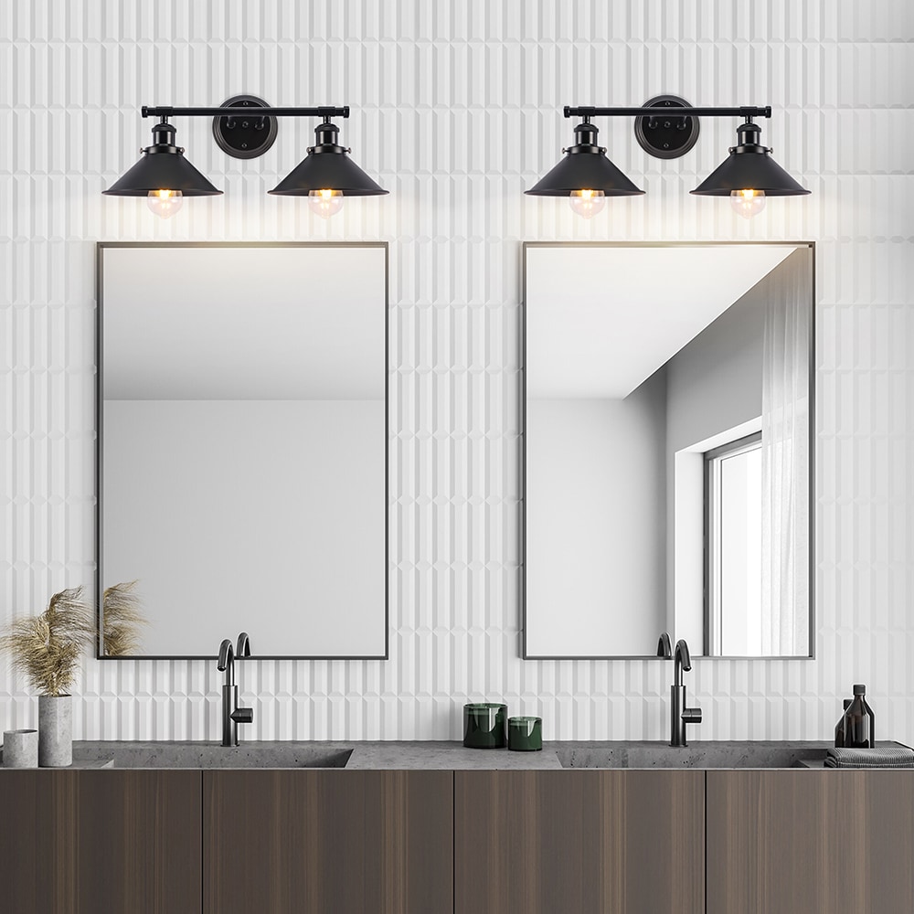 GoYeel 20.47-in 2-Light Matte Black Farmhouse Vanity Light in the ...