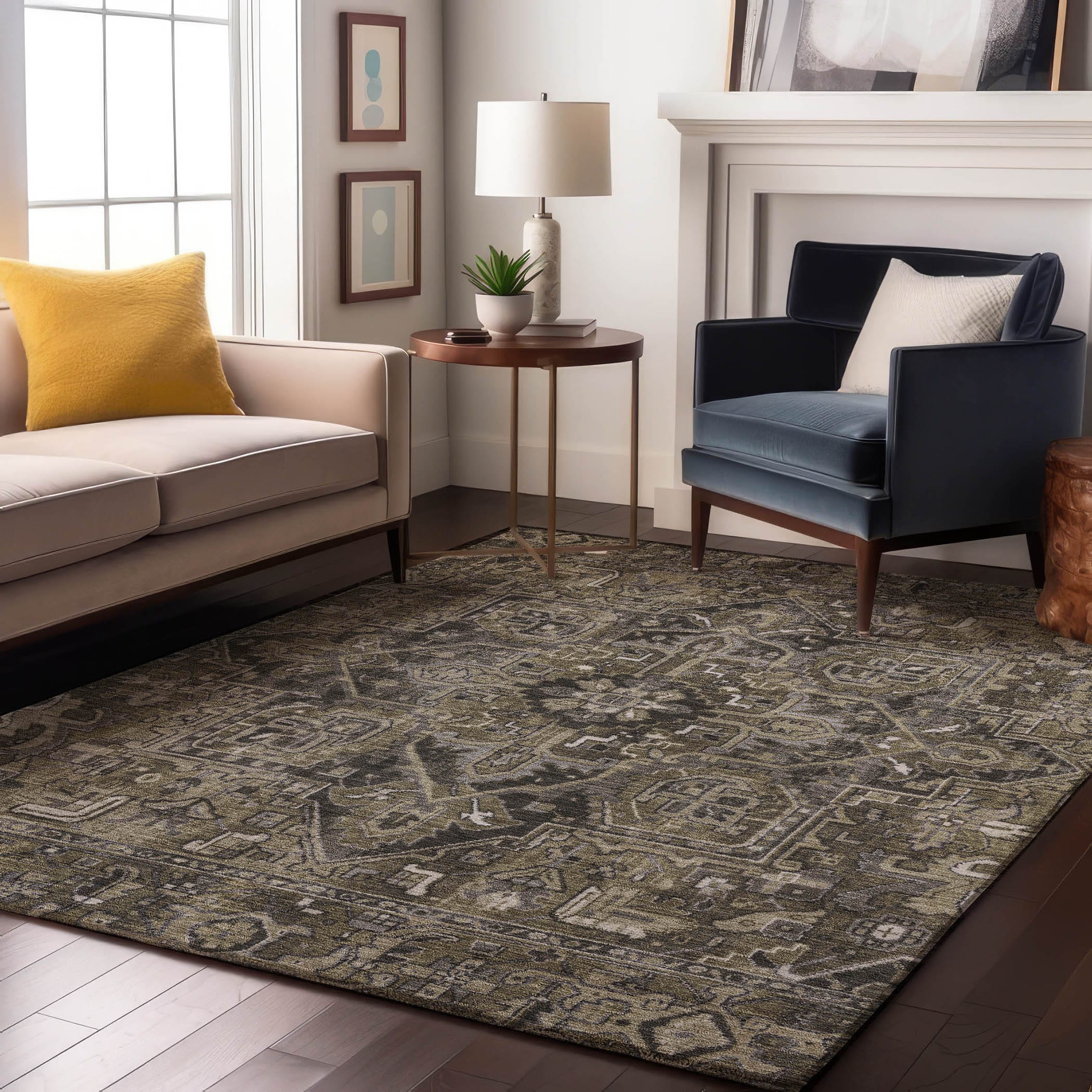 Addison Rugs AMF530TA10X14 Mayfield AMF530TA 10 x 14 (ft) Loomed Polyester Tan Rectangular Indoor Geometric Machine washable Area rug