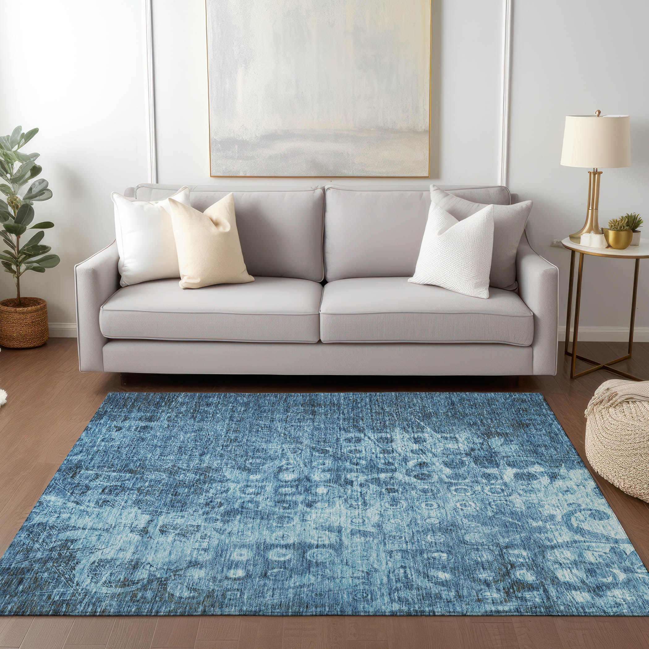 Addison Rugs ACN577BU9X12 Chantille ACN577BU 9 x 12 (ft) Polyester Blue Rectangular Indoor/Outdoor Geometric Machine washable Area rug