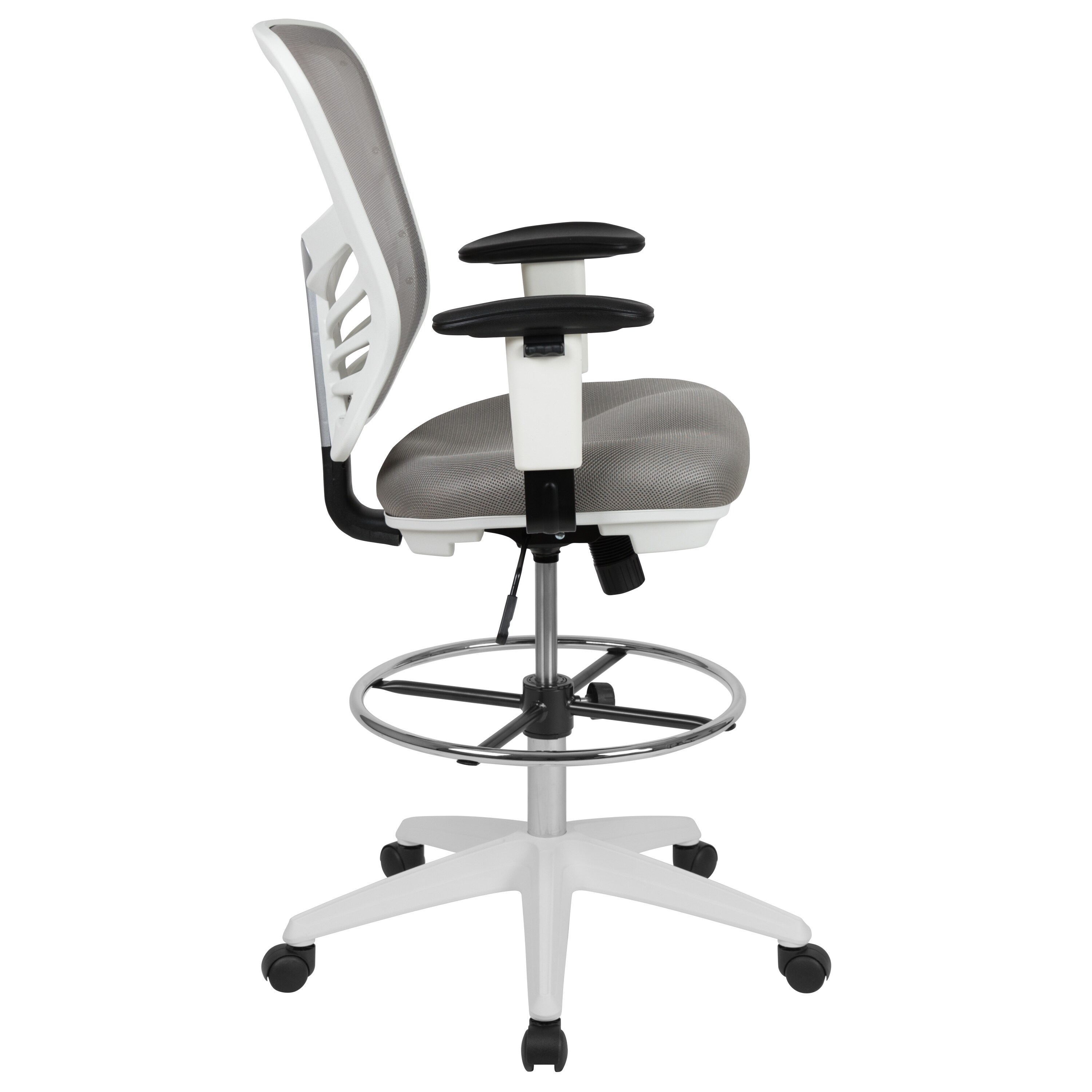 White Key Side Chair, Set of 2, with Gray Seat Pad, Office Chairs