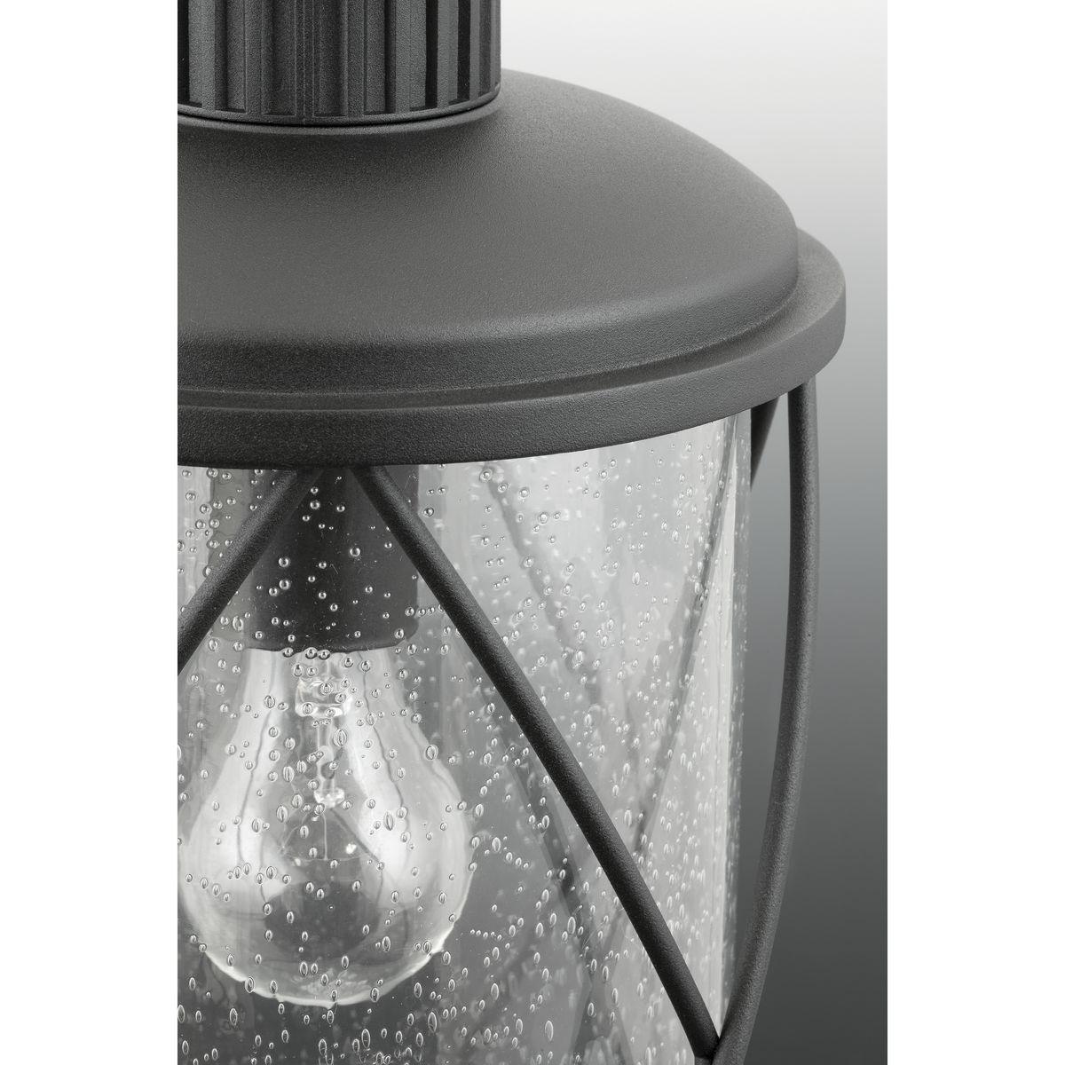 Black Glass Farmhouse Indoor/Outdoor Hanging Lantern, 10" x 20.25"