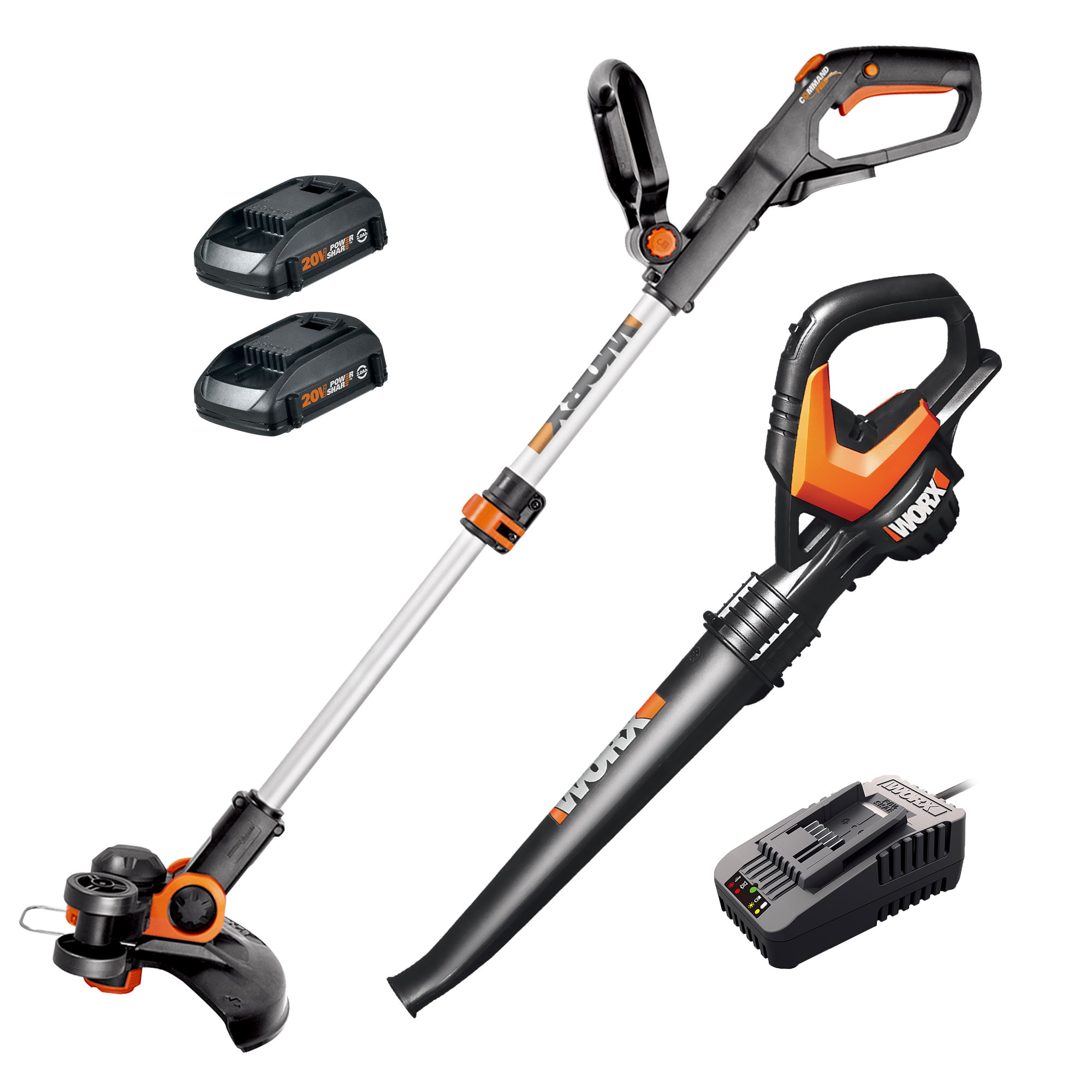 20V Max* Cordless Combo Kit, String/Hedge Trimmer And Sweeper, 2 Batteries  And Charger Included, Orange