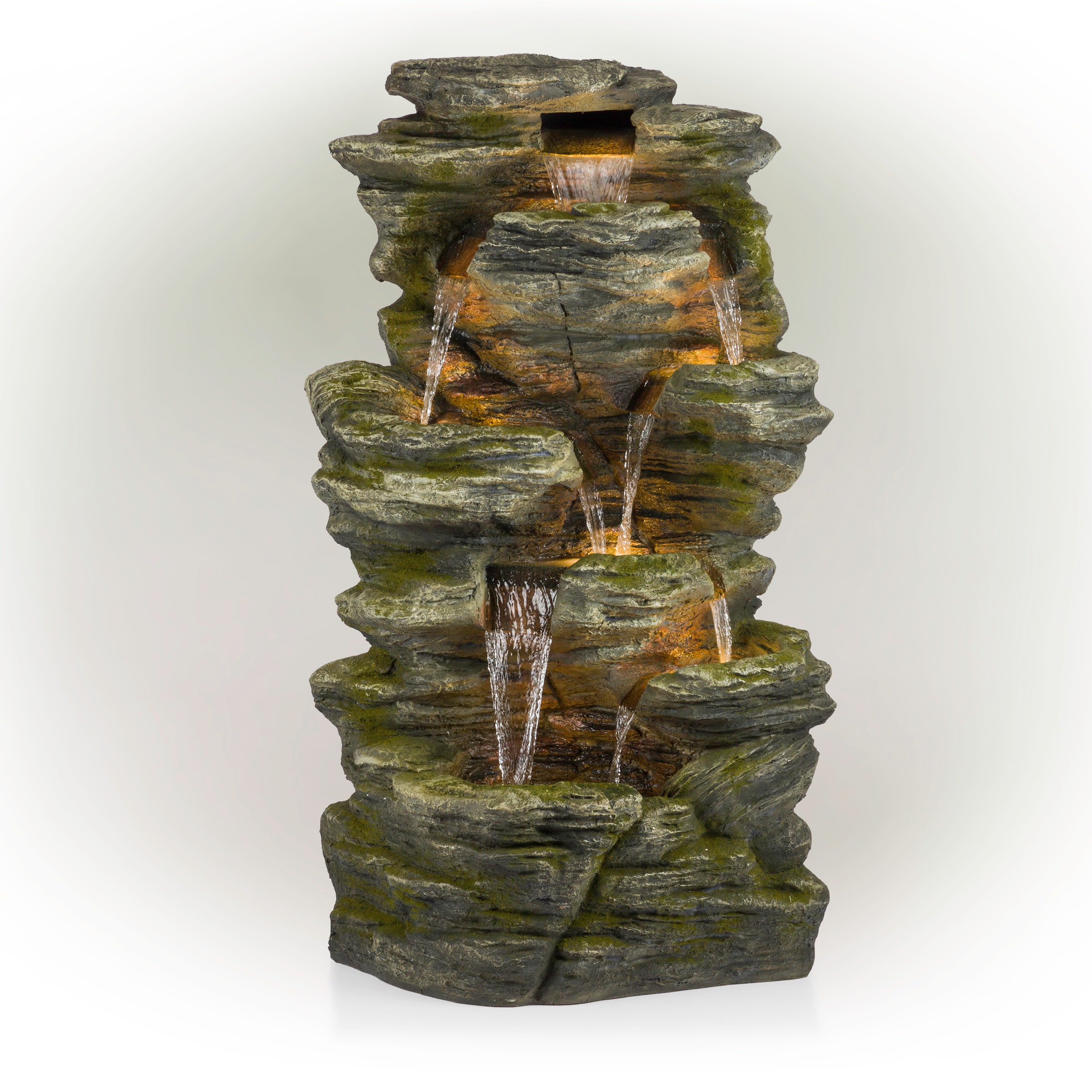 Alpine Corporation WIN1092 51-in H Resin Tiered Outdoor Fountain Pump Included