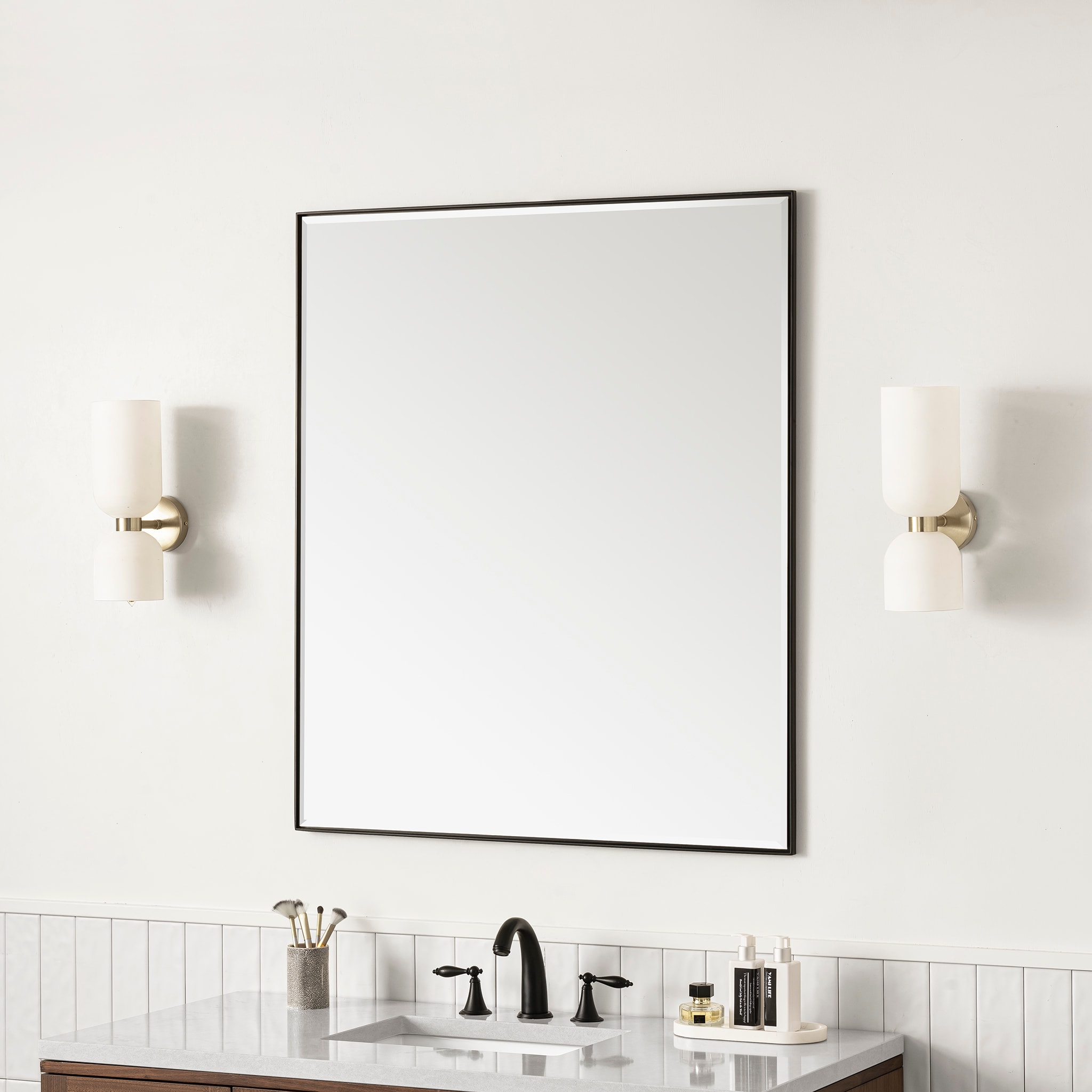 James Martin Vanities Rohe 36-in x 42-in Bathroom Vanity Mirror (Black ...