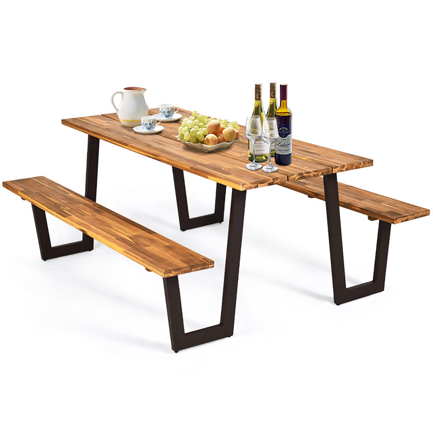 GZMR GZ-1104FOP163 30-in Brown wood Rectangle Picnic Table