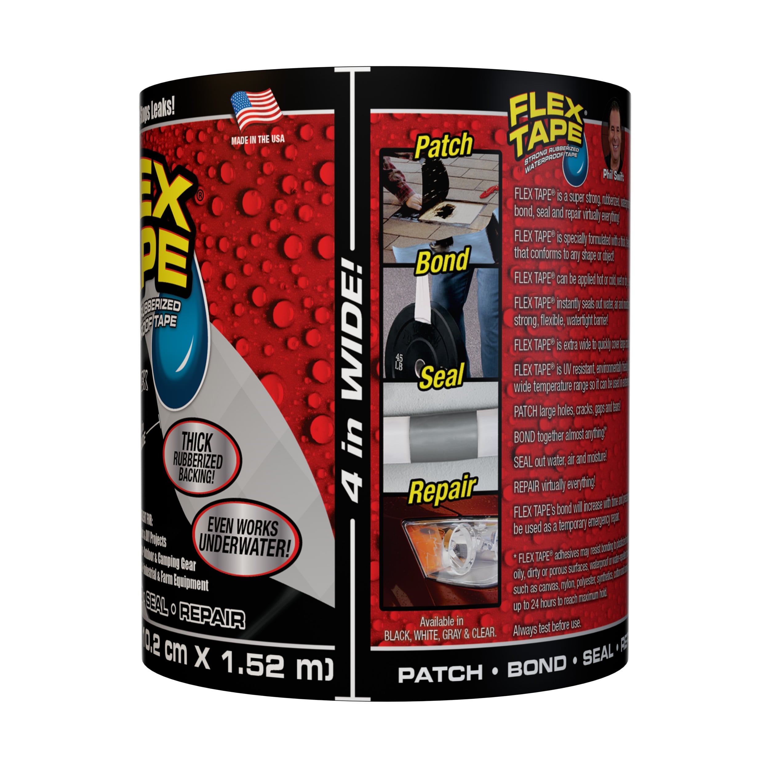 Flex Tape Black Waterproof Rubberized Duct Tape 4-in x 5-ft in the