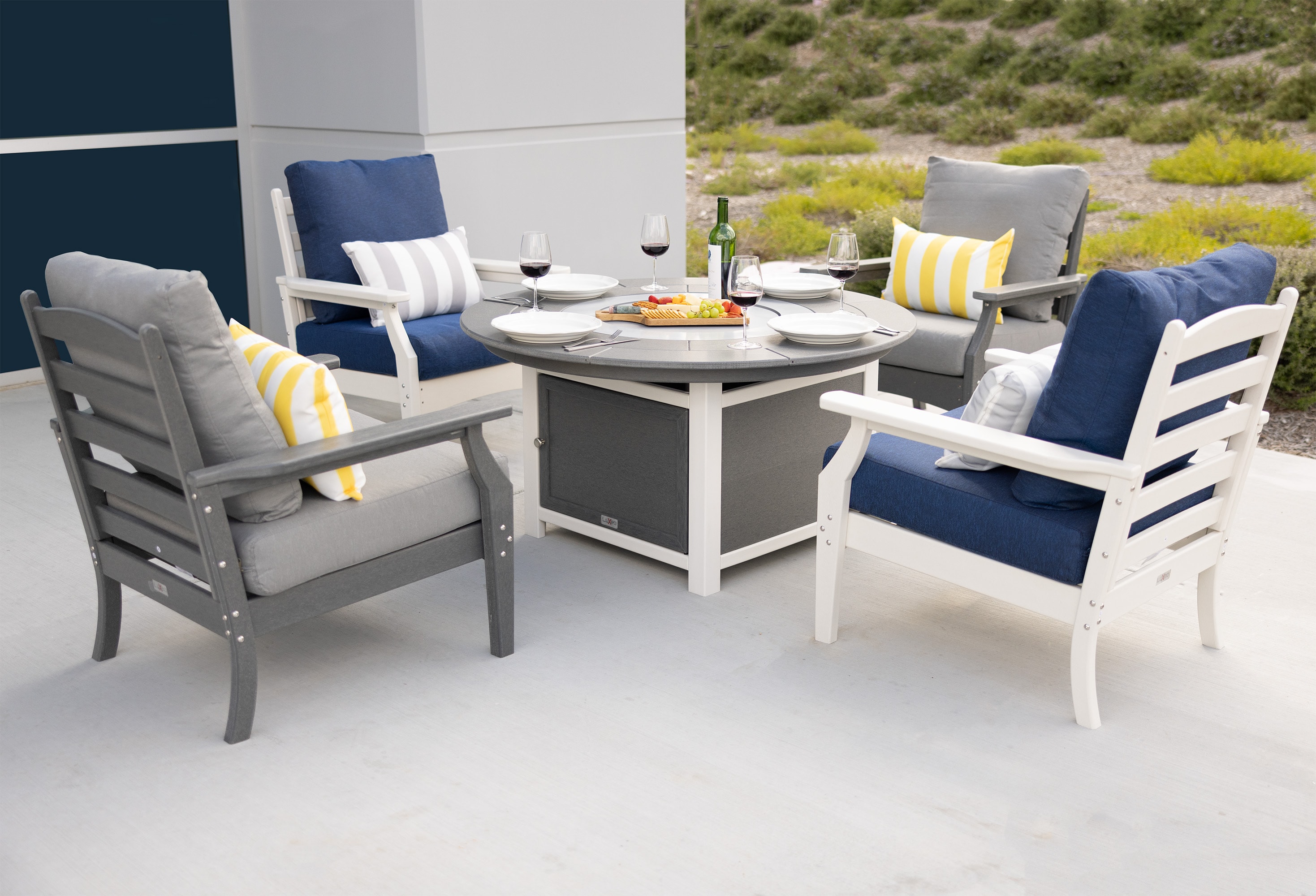 LuXeo 48-WGG-50-2W2G Vail 5-Piece Patio Conversation Set with Multiple Colors/Finishes Cushions