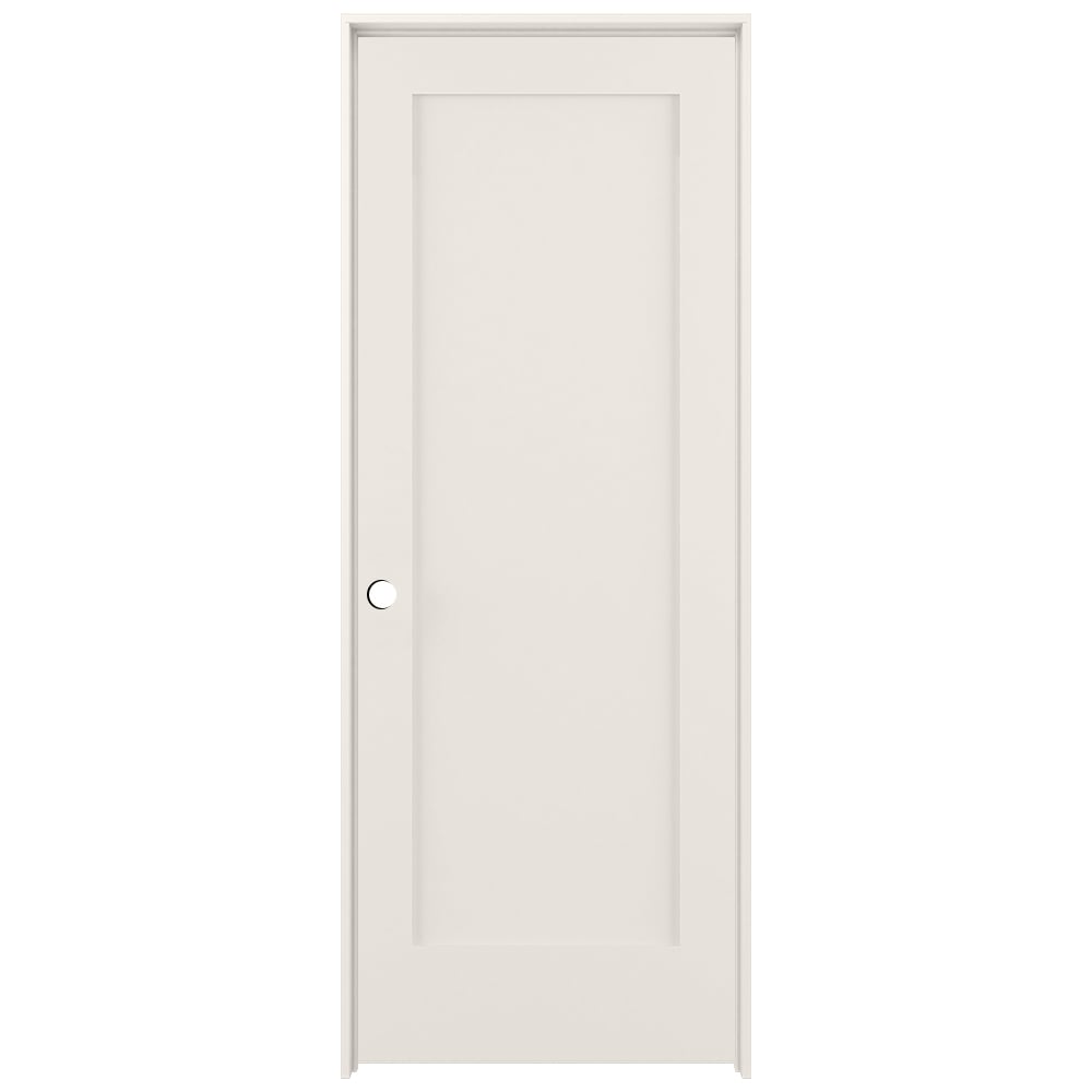 RELIABILT LOE830401 32-in x 80-in Primed Solid core 1-panel square Right hand Smooth Primed Pine Wood Flat Jamb Single Prehung Interior Door