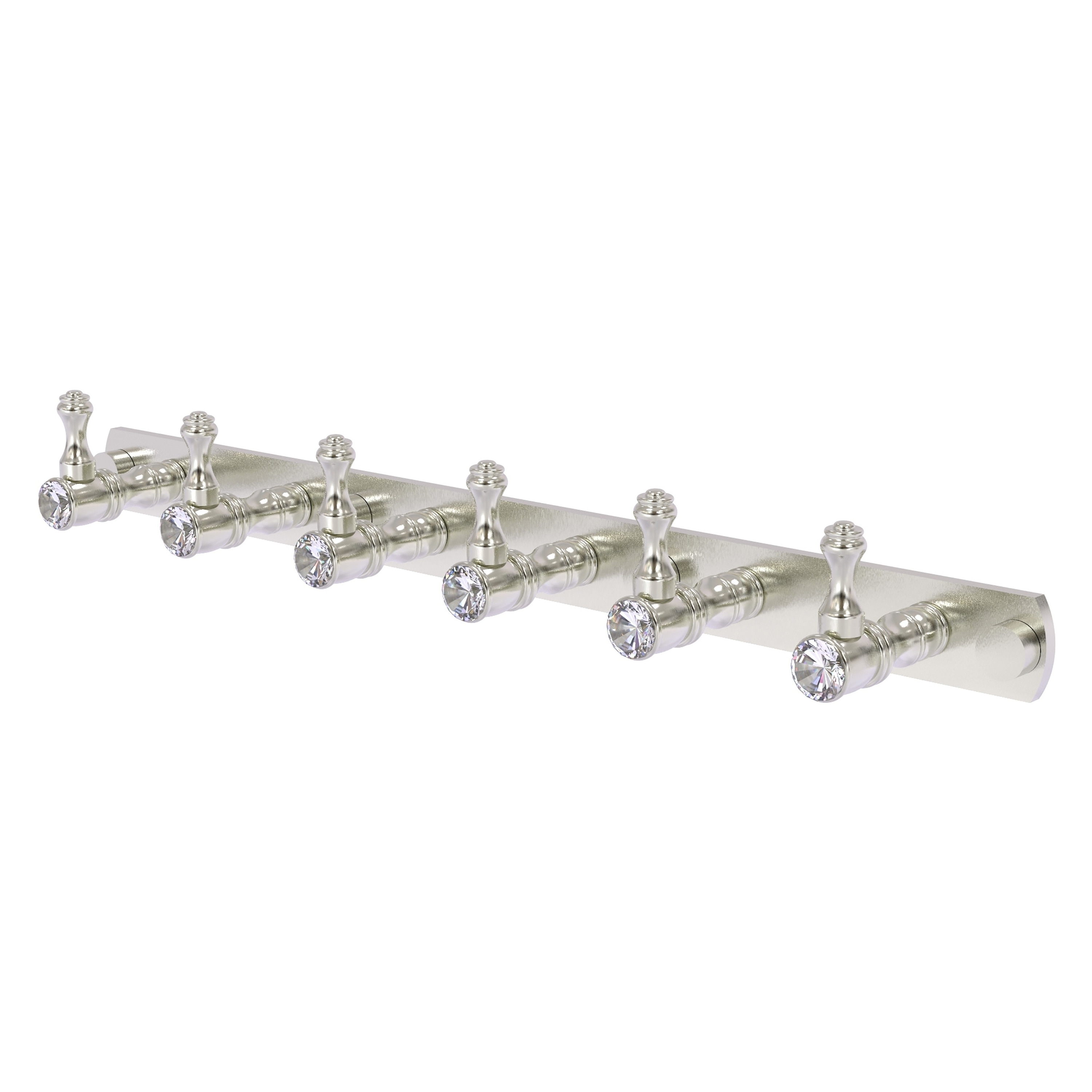Allied Brass CC-20-6-SN Carolina Crystal Satin Nickel 6 -Hook Wall mount Towel Hook