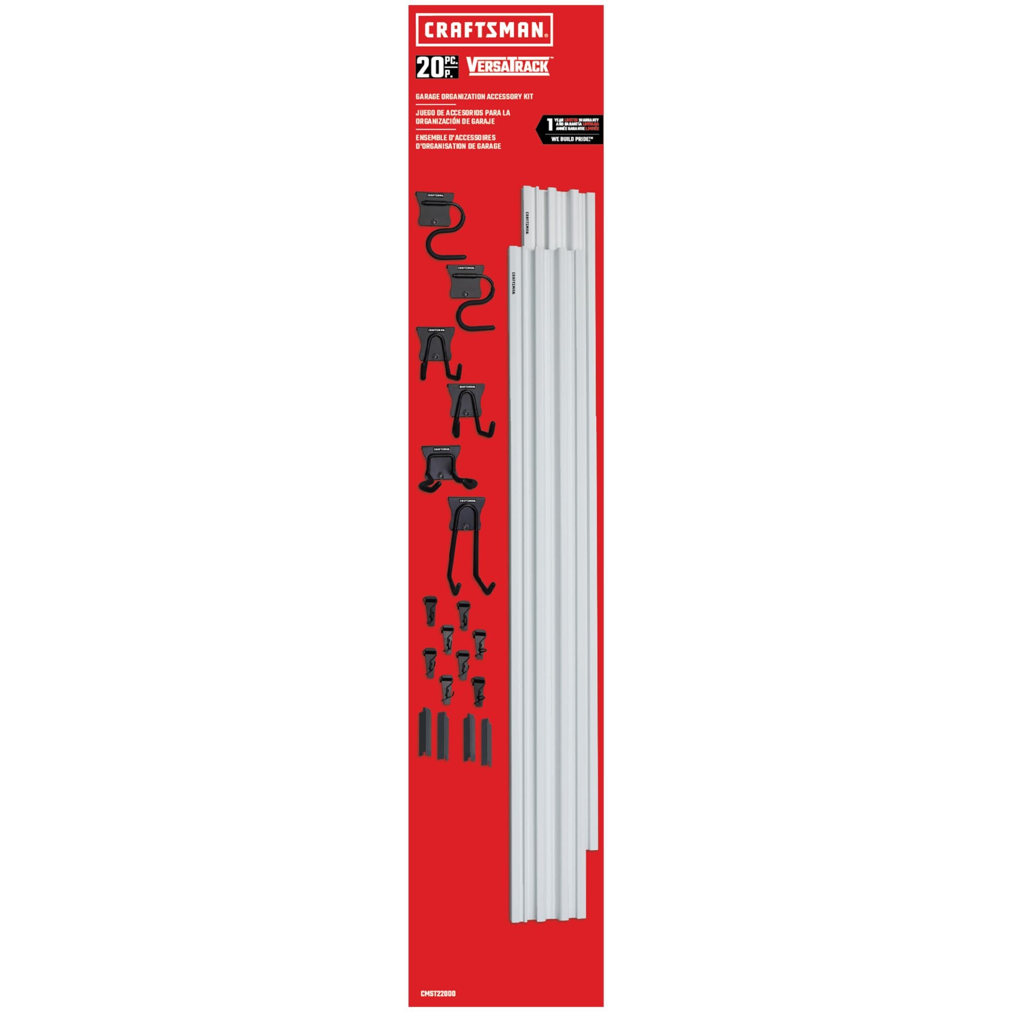 Versatrack White and Black 20-Piece Garage Storage Rail System