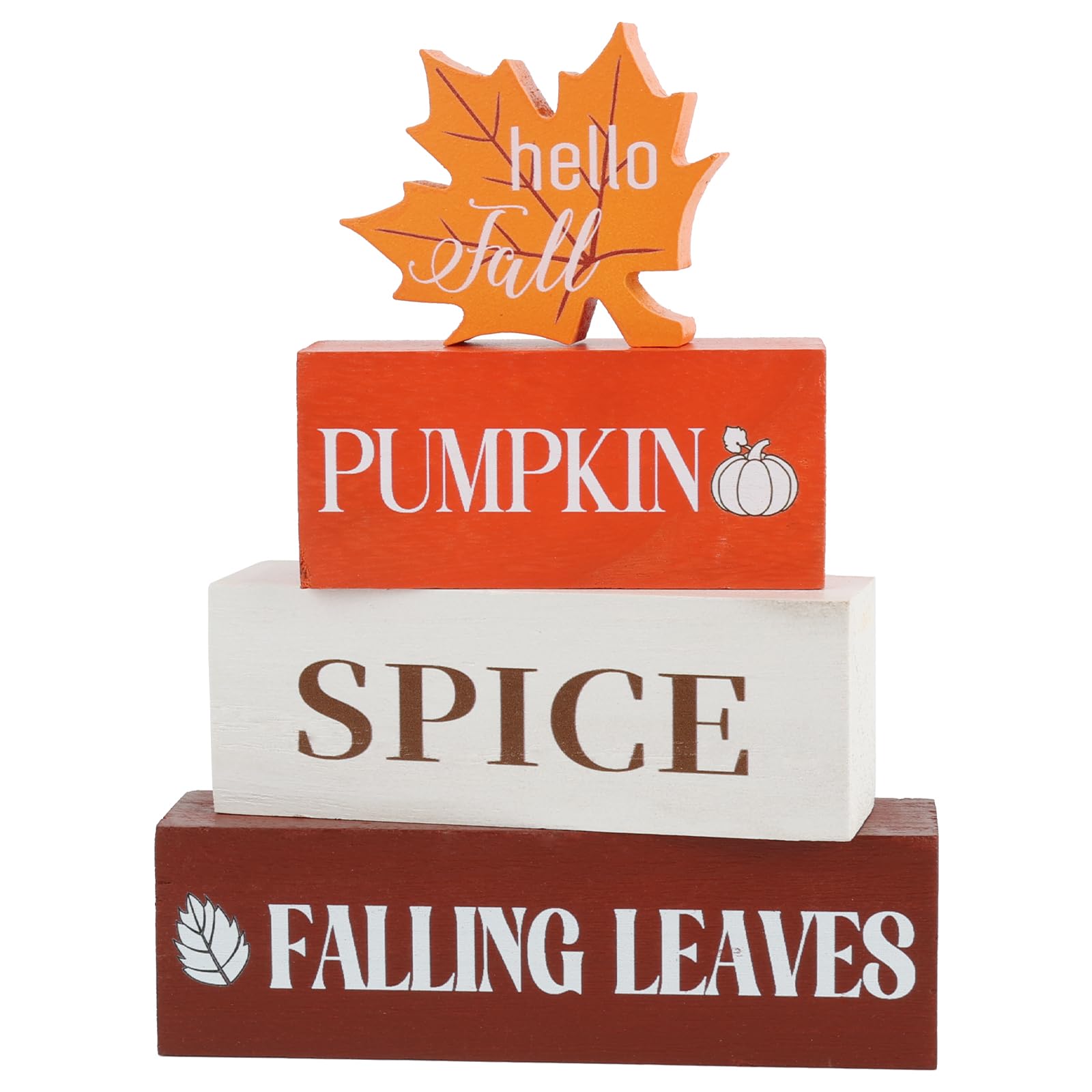 LAIFUCAM  Fall Wooden Table Centerpieces Set of Four Maple Leaf Block Signs for Autumn Harvest Party Home Kitchen Decor durable