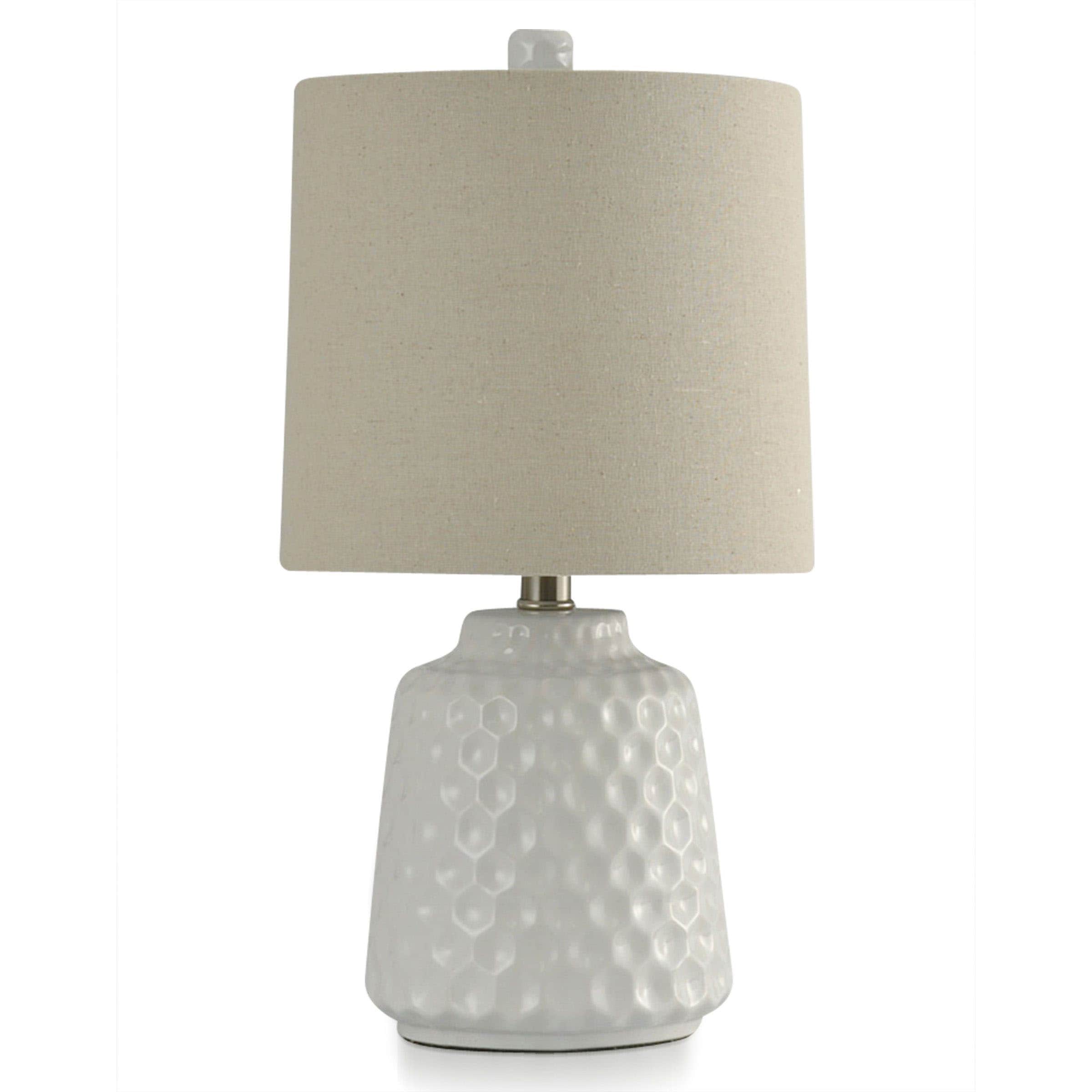 StyleCraft Home Collection L10126DS White On/Off Switch Table Lamp with Linen Shade