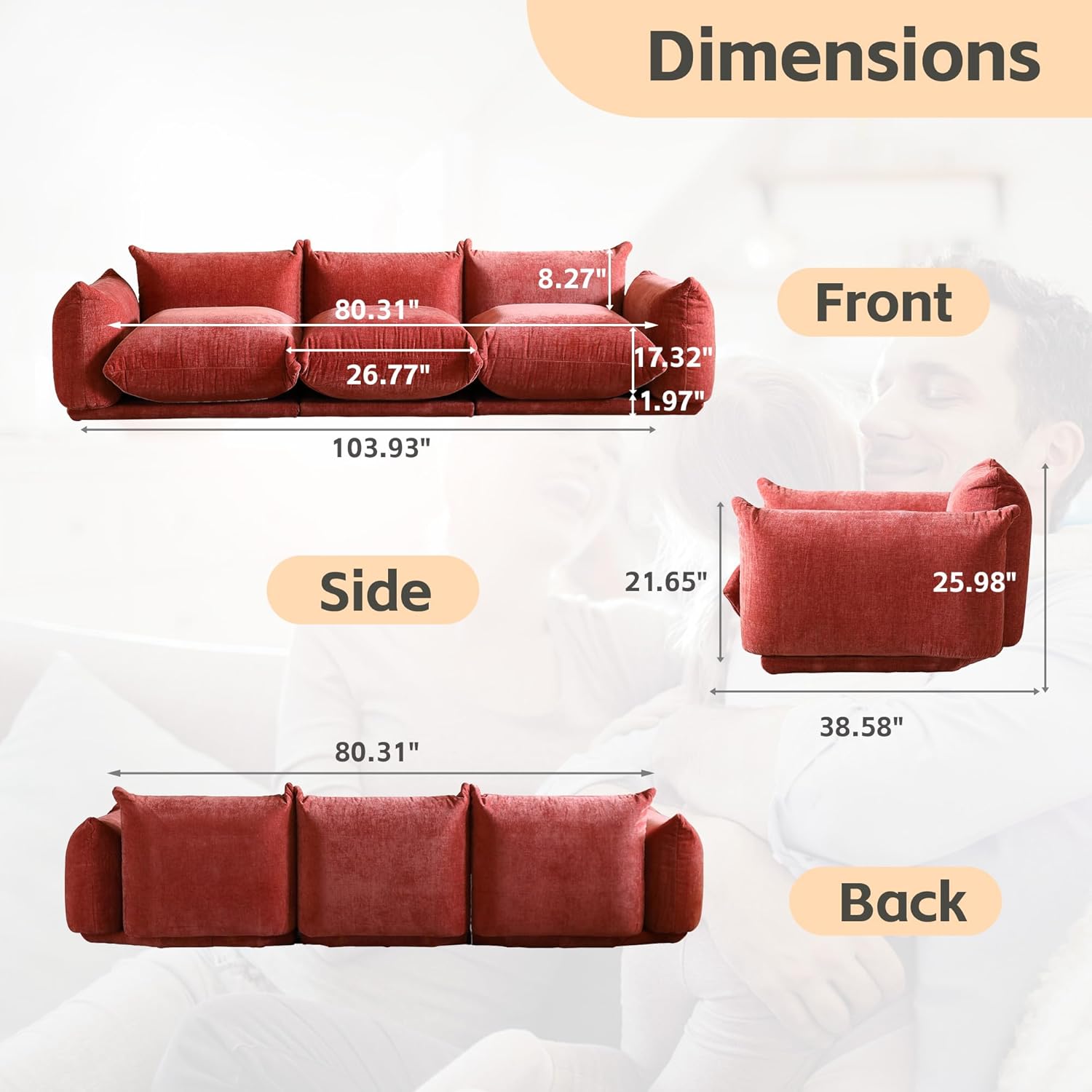 BuotiqHom DH-A-119OR-S3 Sofas-Loveseats - View #3