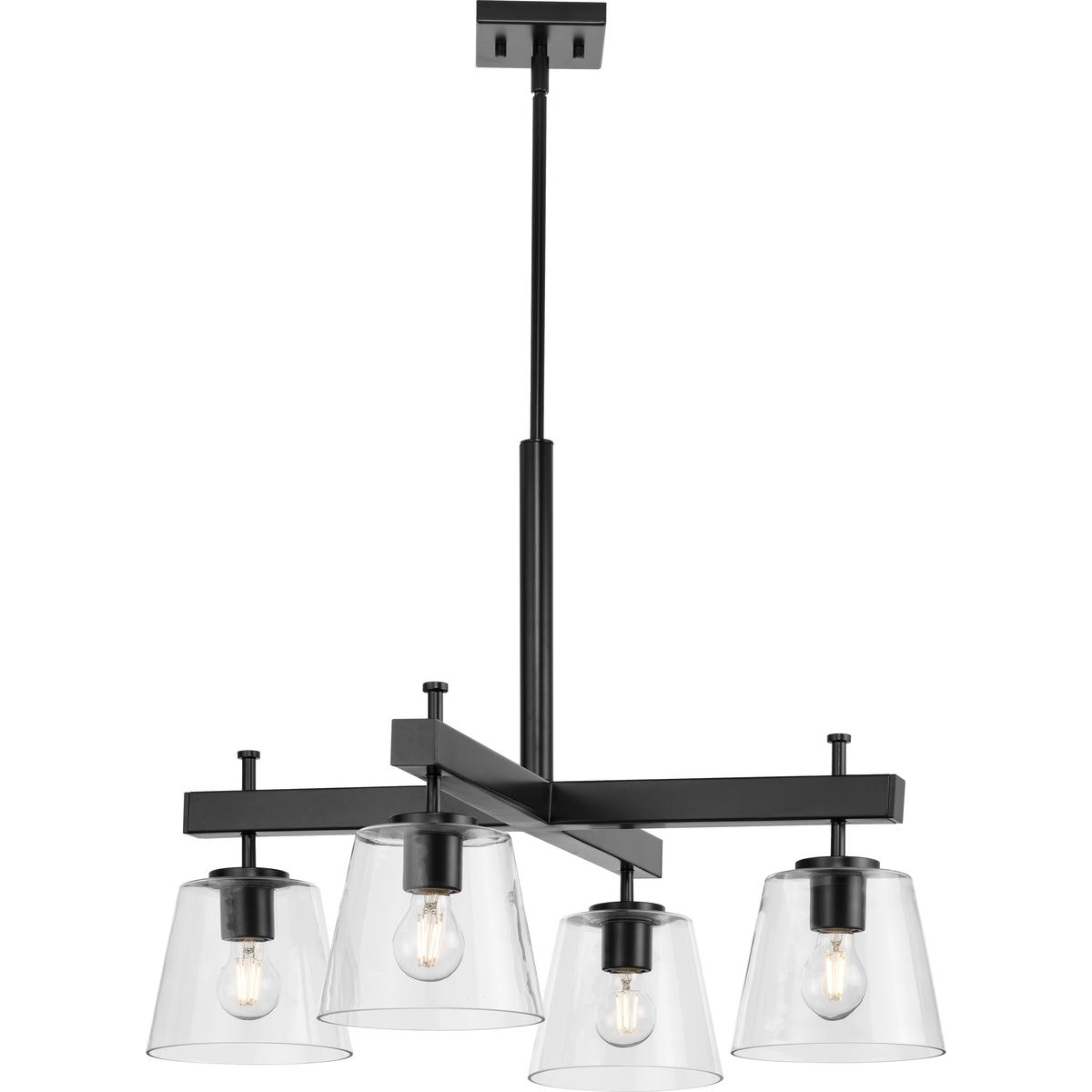 Progress Lighting P400299-31M Saffert 4-Light Matte Black Transitional Led; Dry rated Chandelier