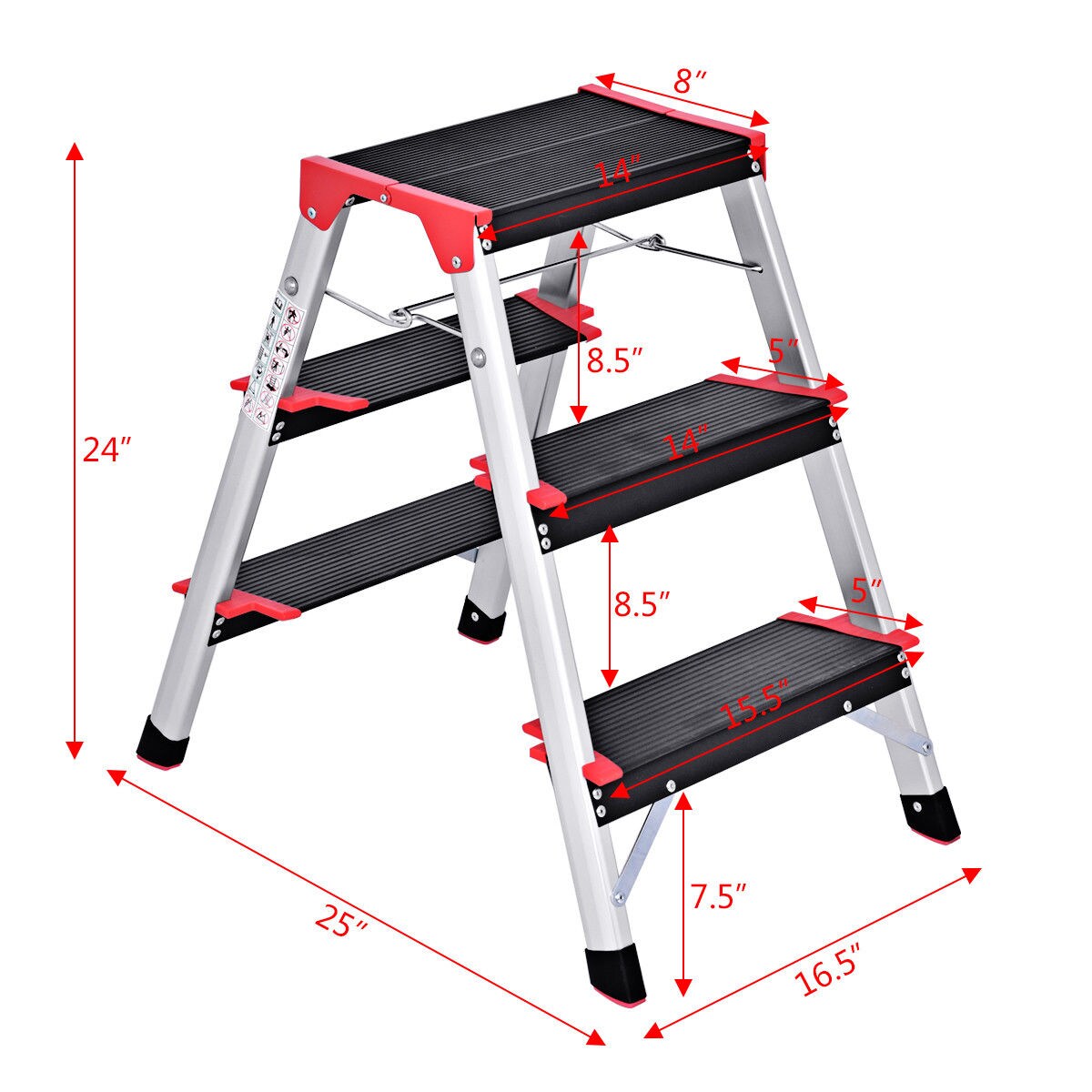 Costway Heavy Duty Portable Bench Aluminum Folding Step Ladder