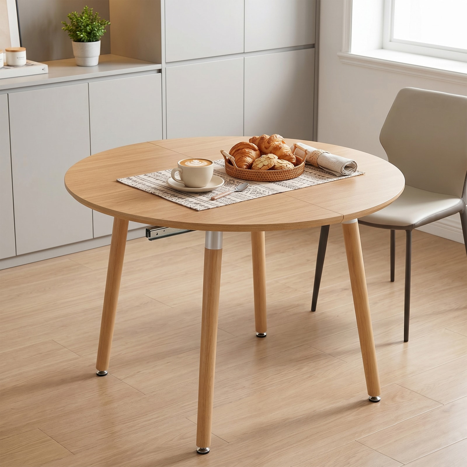 CHITA Industrial Oval Extendable Dining Table with an Extension Function with Seating Space for Kitchen Dining Room and Everyday Meals