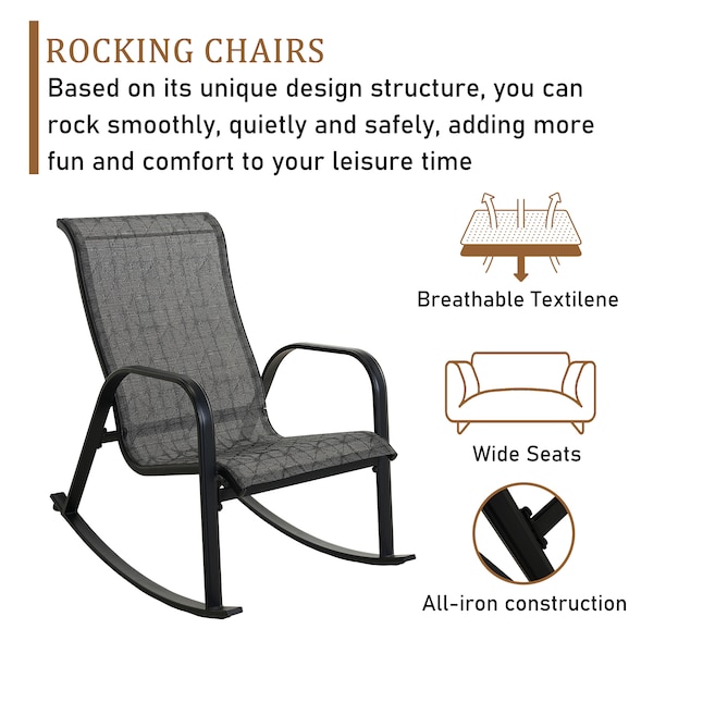 CASAINC Rocking Chair Woven Gray Rattan Frame Rocking Chair(s) with ...