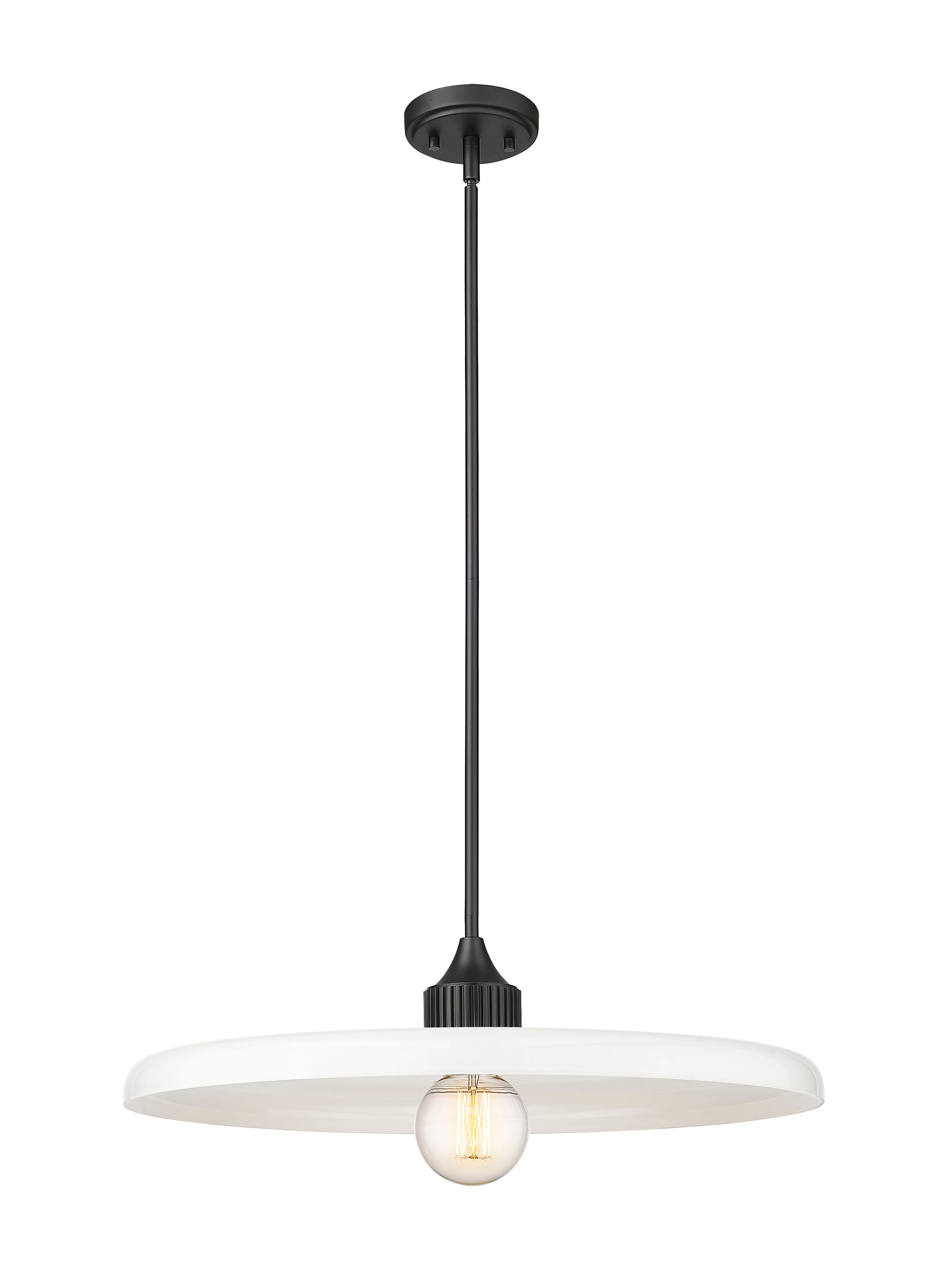Matte Black and Opal Glass 24'' Pendant Light