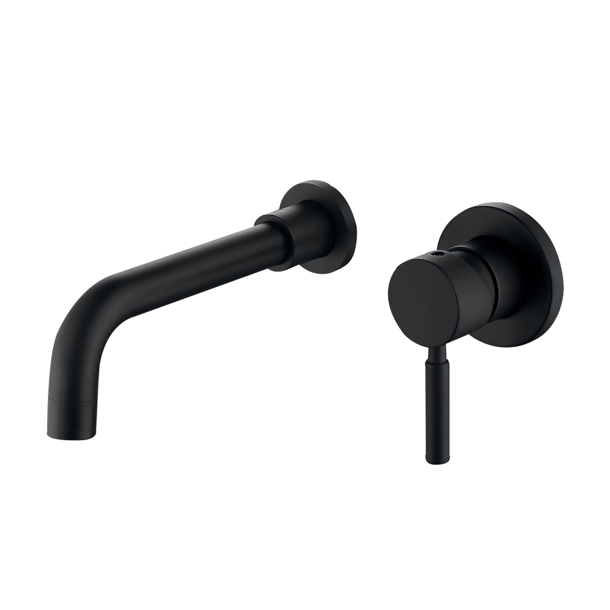 WELLFOR WB-FA055MB Matte black Wall-mount 1-handle Low-arc Residential Handle Bathroom Sink Faucet