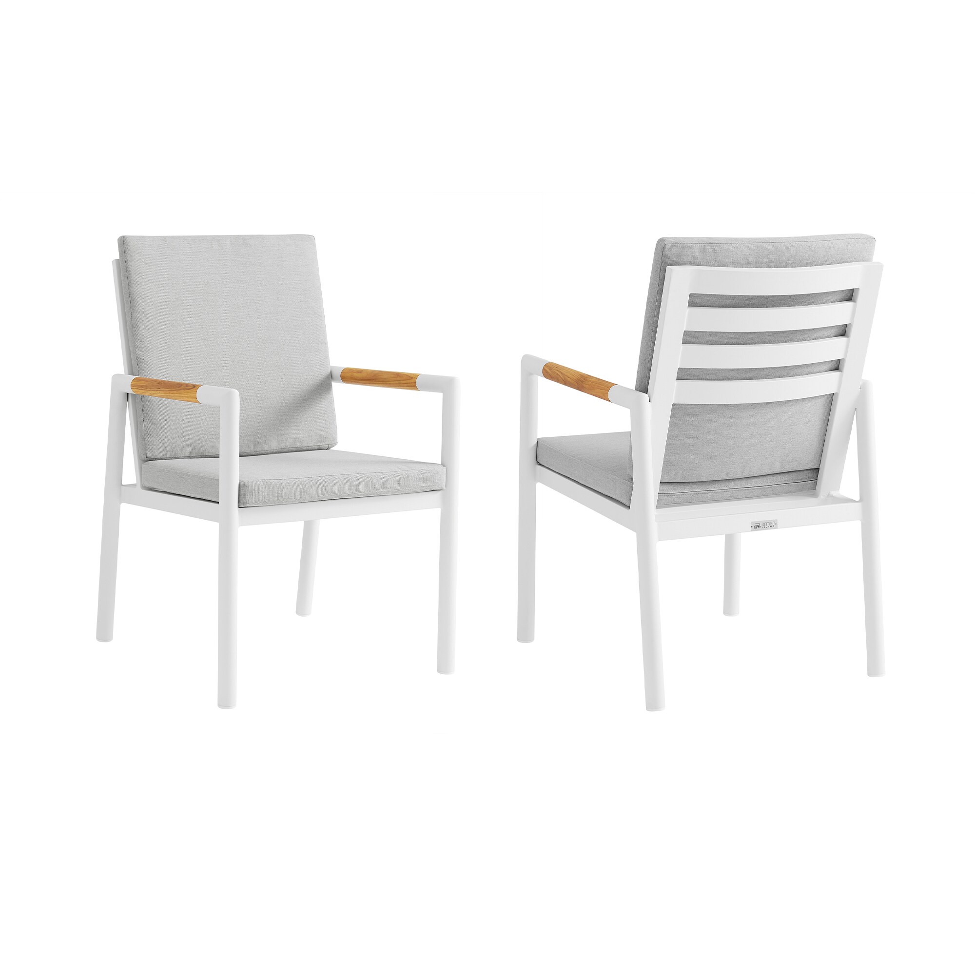Armen Living LCCRCHWH Set of 2 Contemporary/Modern Synthetic Upholstered Dining Arm Chair (Metal Frame)