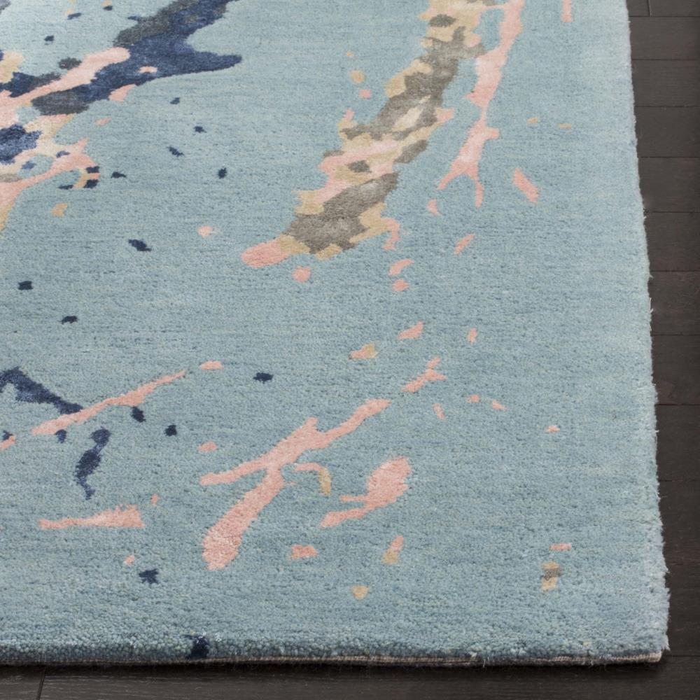 Soho Blue and Light Pink Hand-Tufted Wool Area Rug