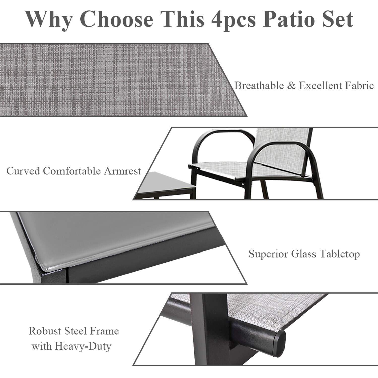WELLFOR OUJN65848GR Patio-Conversation-Sets - View #2