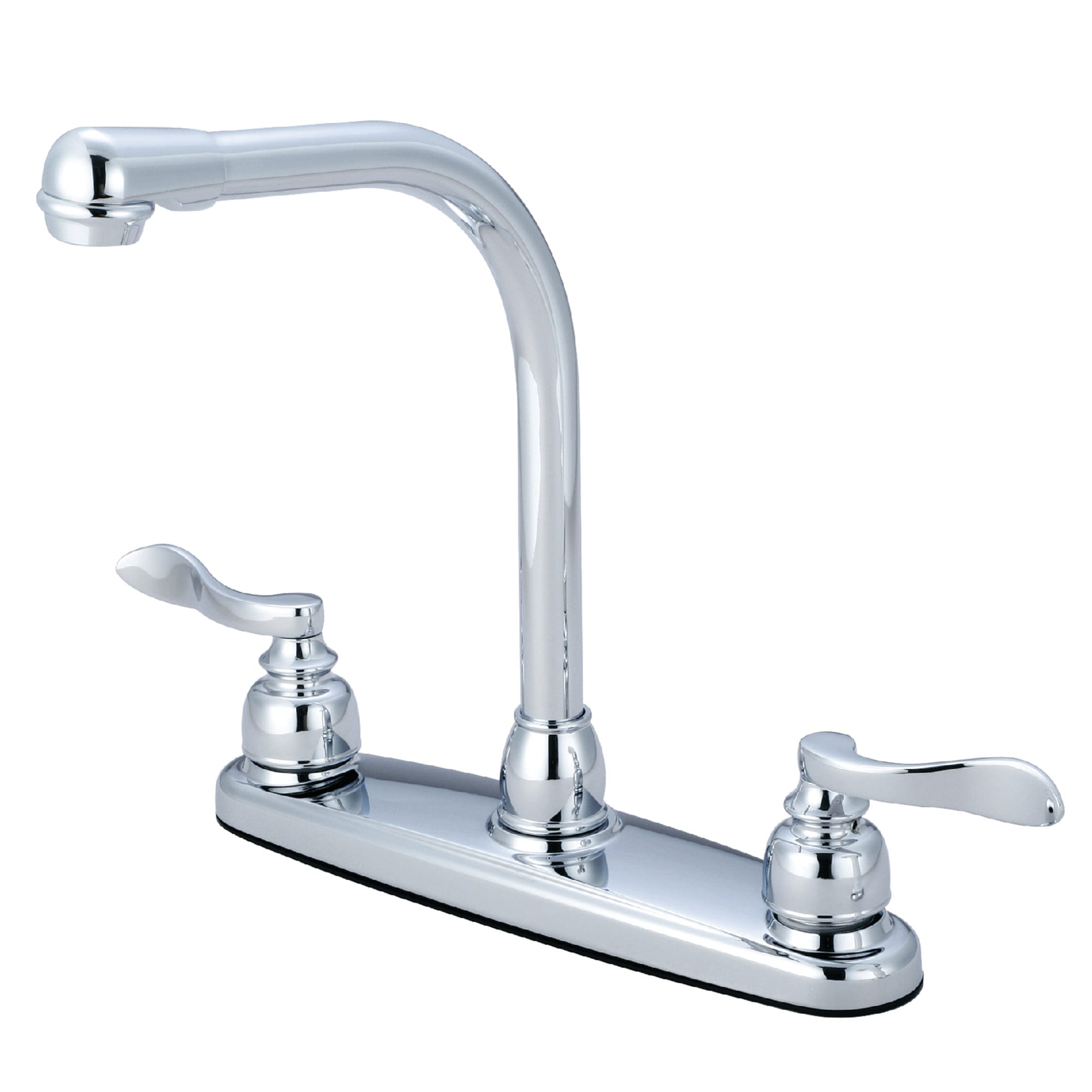 Elements of Design EB8751NFLLS NuWave French Polished chrome Single Handle Deck-mount Kitchen Faucet ( Deck Plate Included )