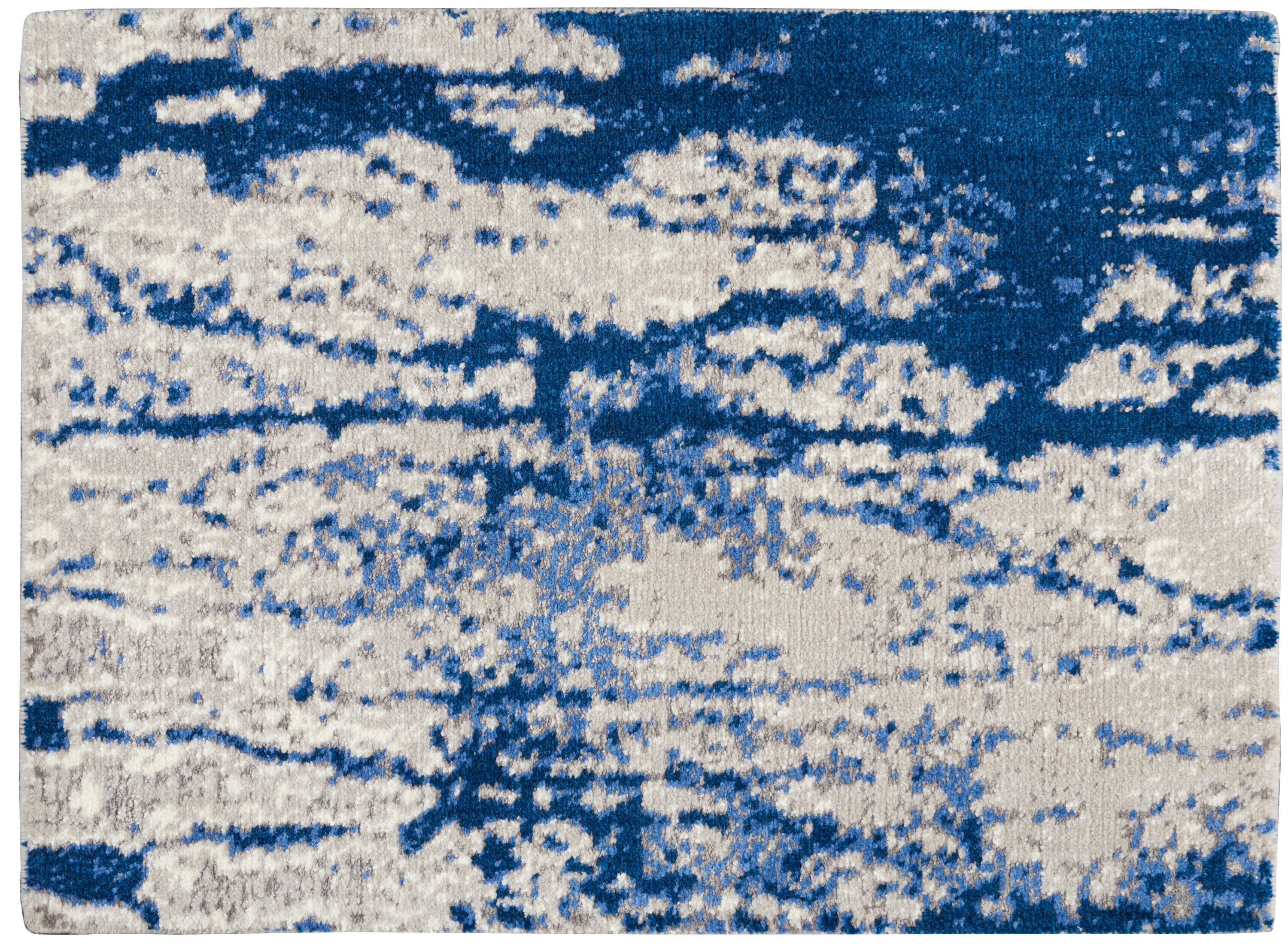 Twilight Abstract Blue and Ivory Wool-Blend 2x3 Area Rug