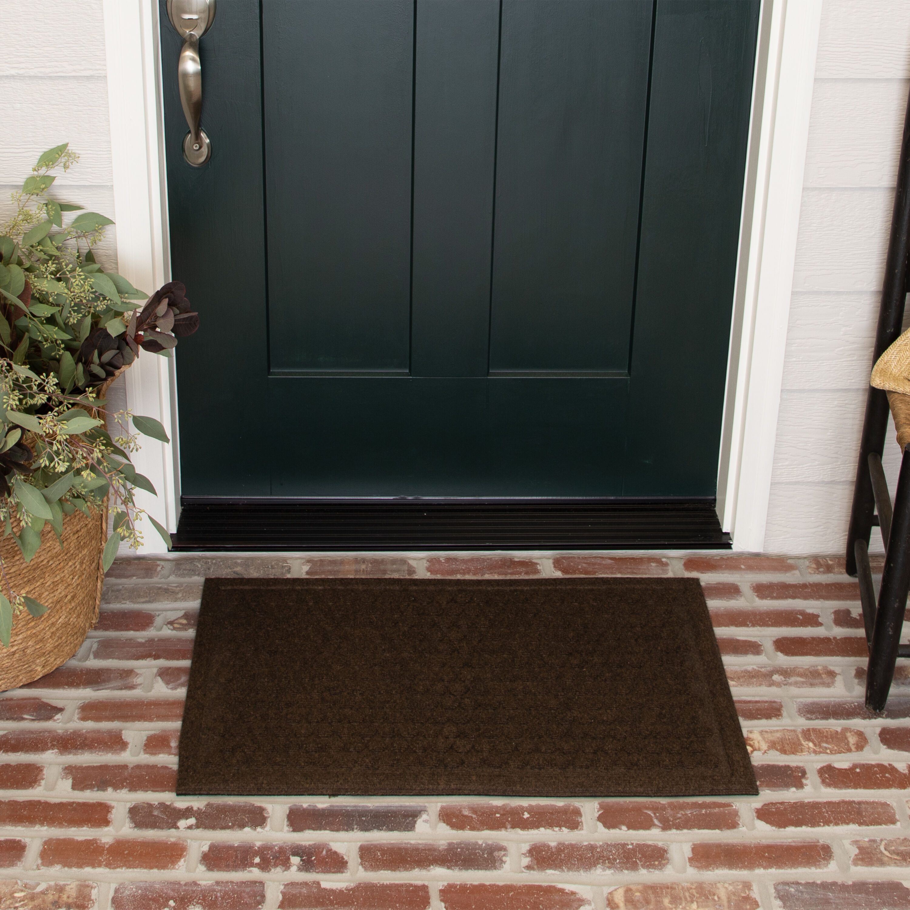 Mohawk Home Striped Utility Mat Grey Indoor/Outdoor 24 in. x 36 in. Utility Door Mat