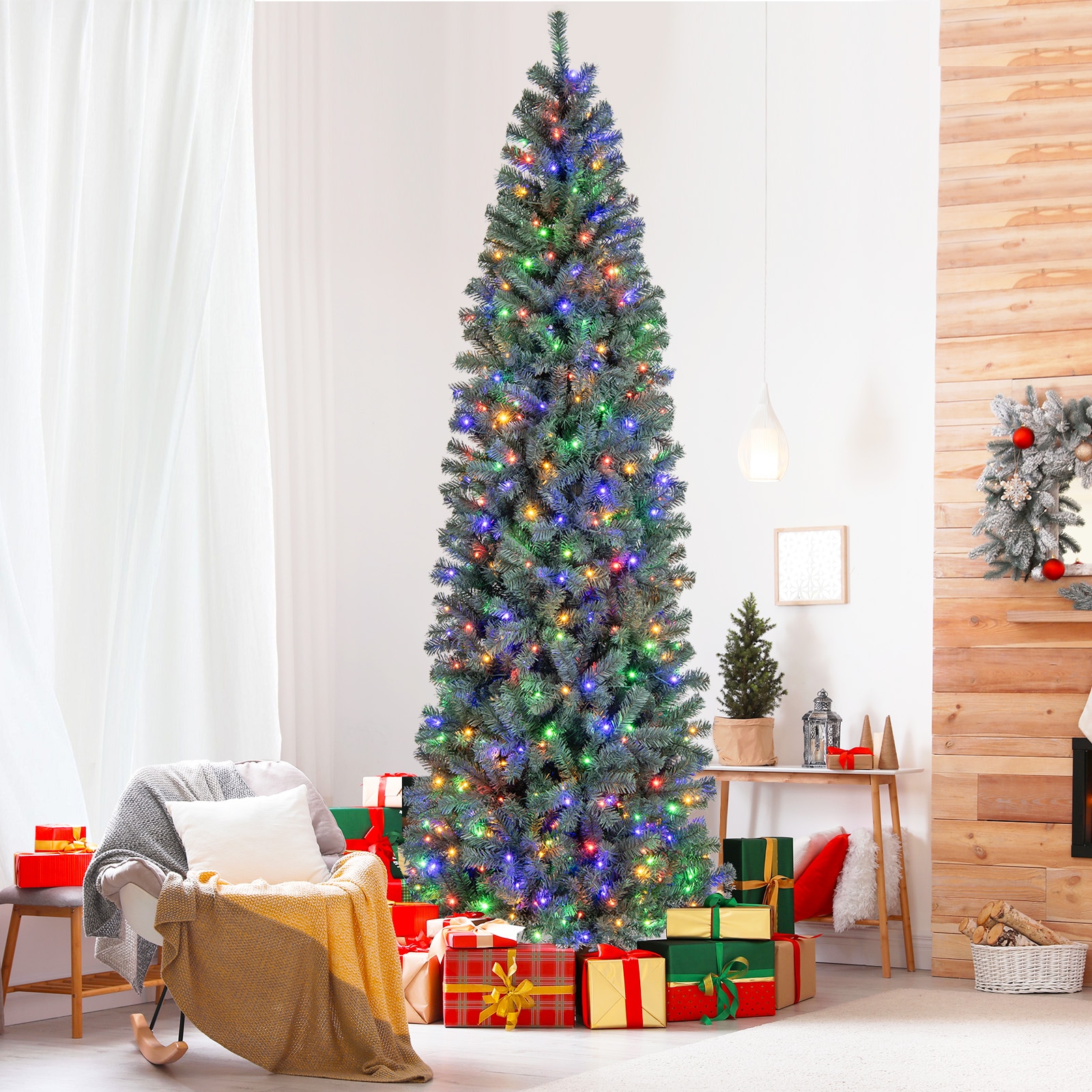 Forclover Pre-Lit Fiber Optic Christmas Tree with 148 Multi-Color LED Lights and Top Star Light-6 ft