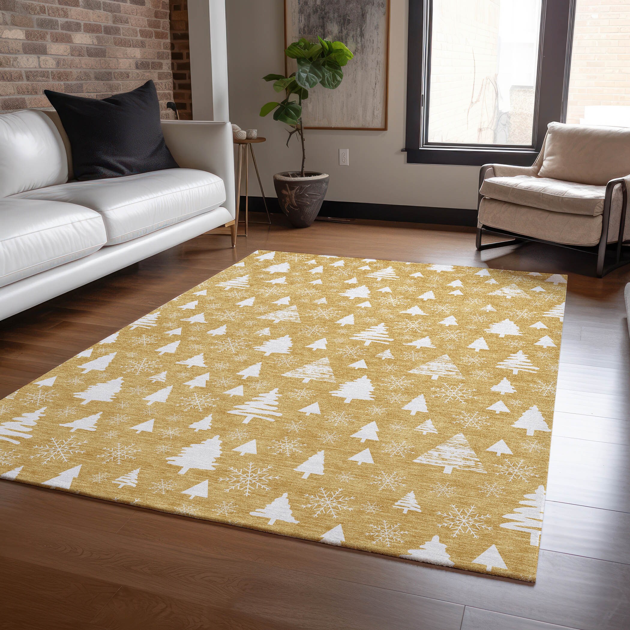 Addison Rugs ACN1815GO30X46 Chantille ACN1815GO 2 x 3 (ft) Loomed Polyester Gold Rectangular Indoor/Outdoor Machine washable Area rug