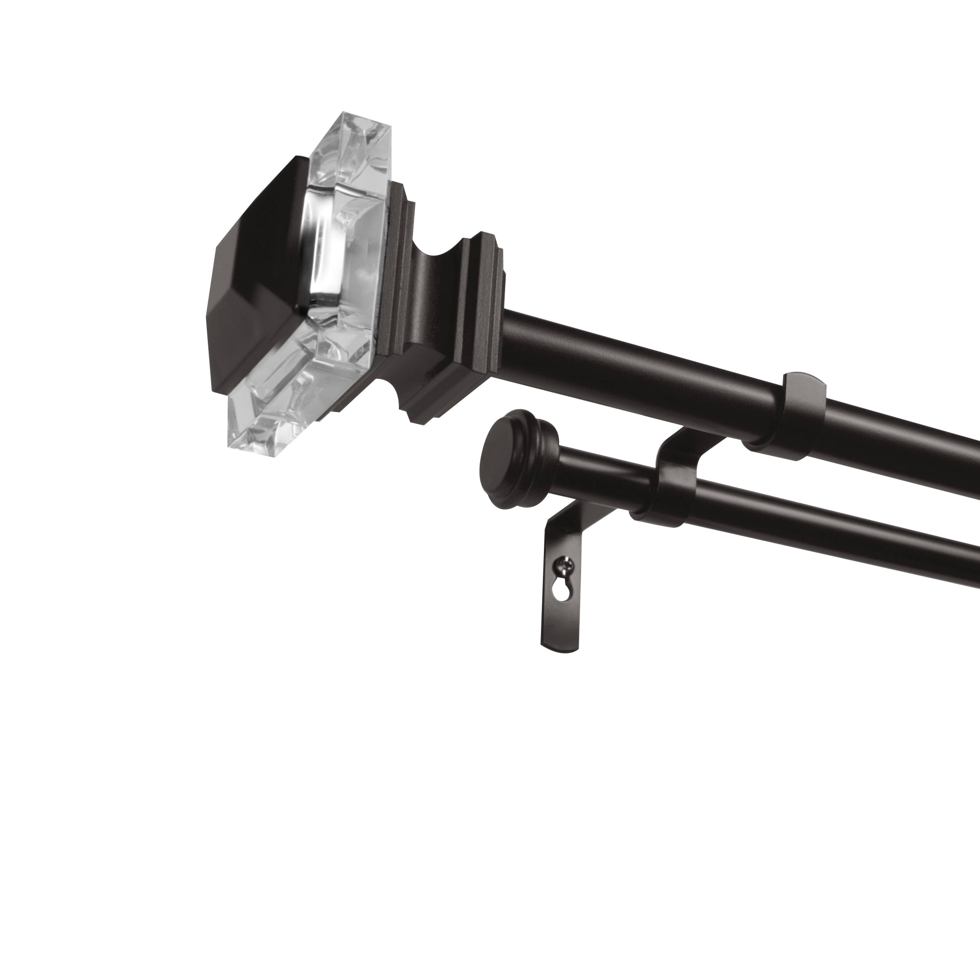 Exclusive Home ER1023-02 66120 Prism Double 66-in to 120-in Matte Bronze Iron Double Curtain Rod with Finials