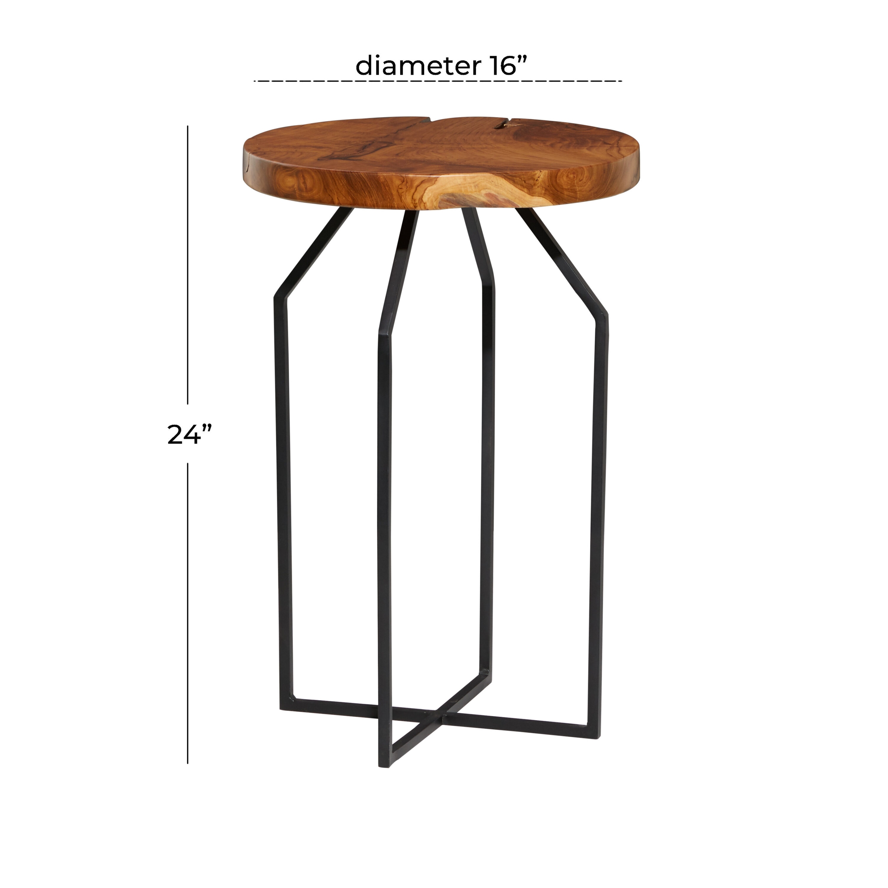 Sophisticated Teak and Iron Round Side Table
