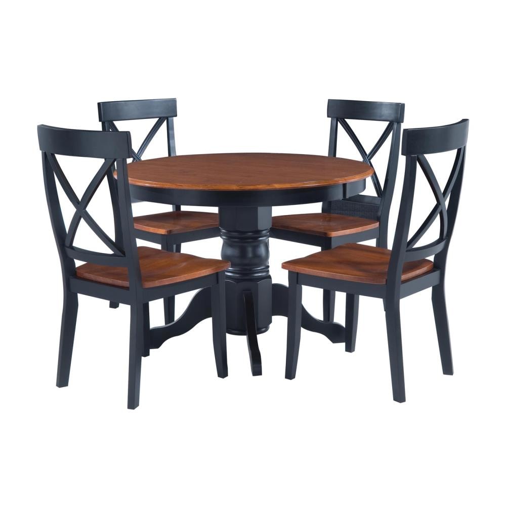 Home Styles Black/Cottage Oak Country Dining Room Set with Round Table