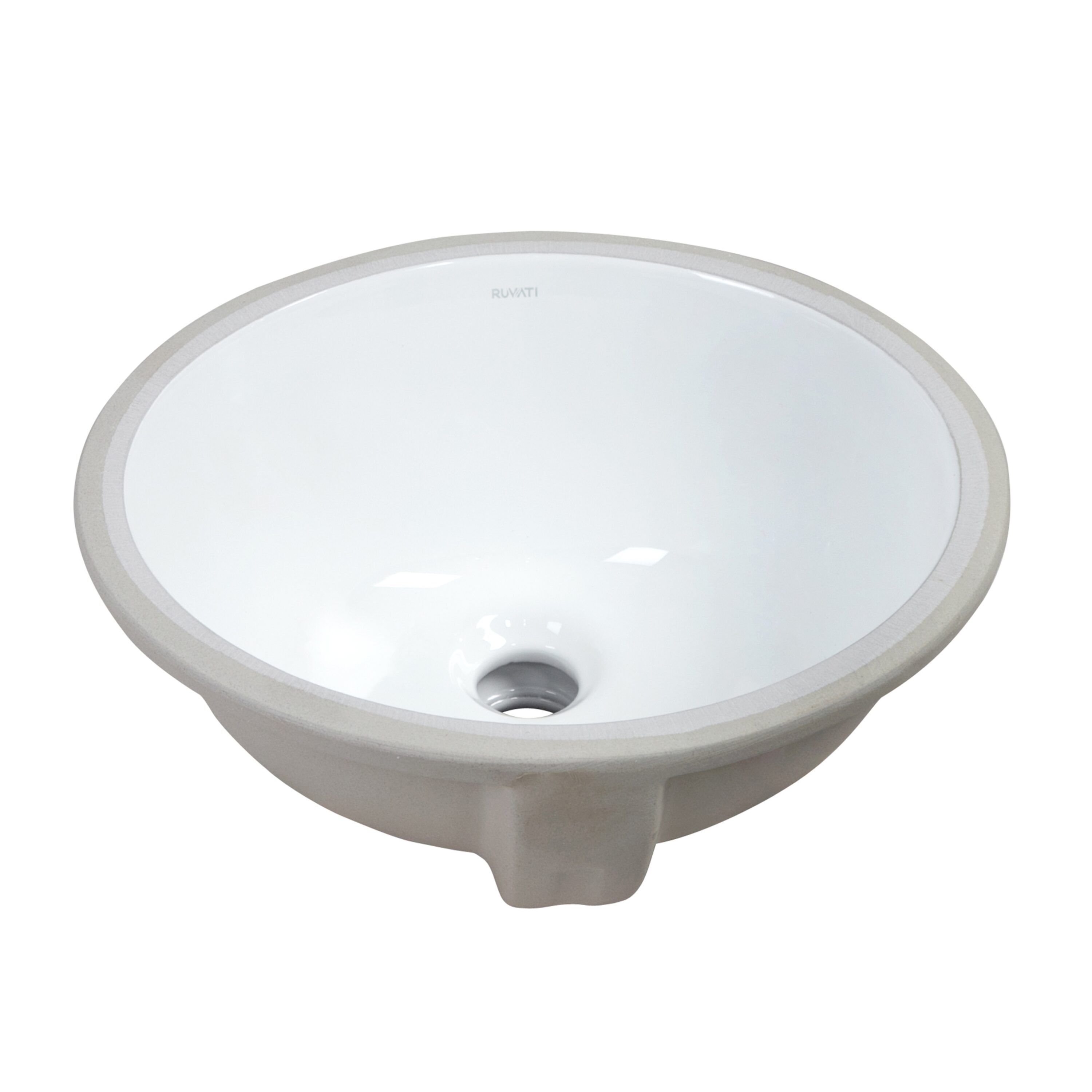 Ruvati RVB0613 Krona Porcelain 13-in Undermount Oval Modern White Bathroom Sink