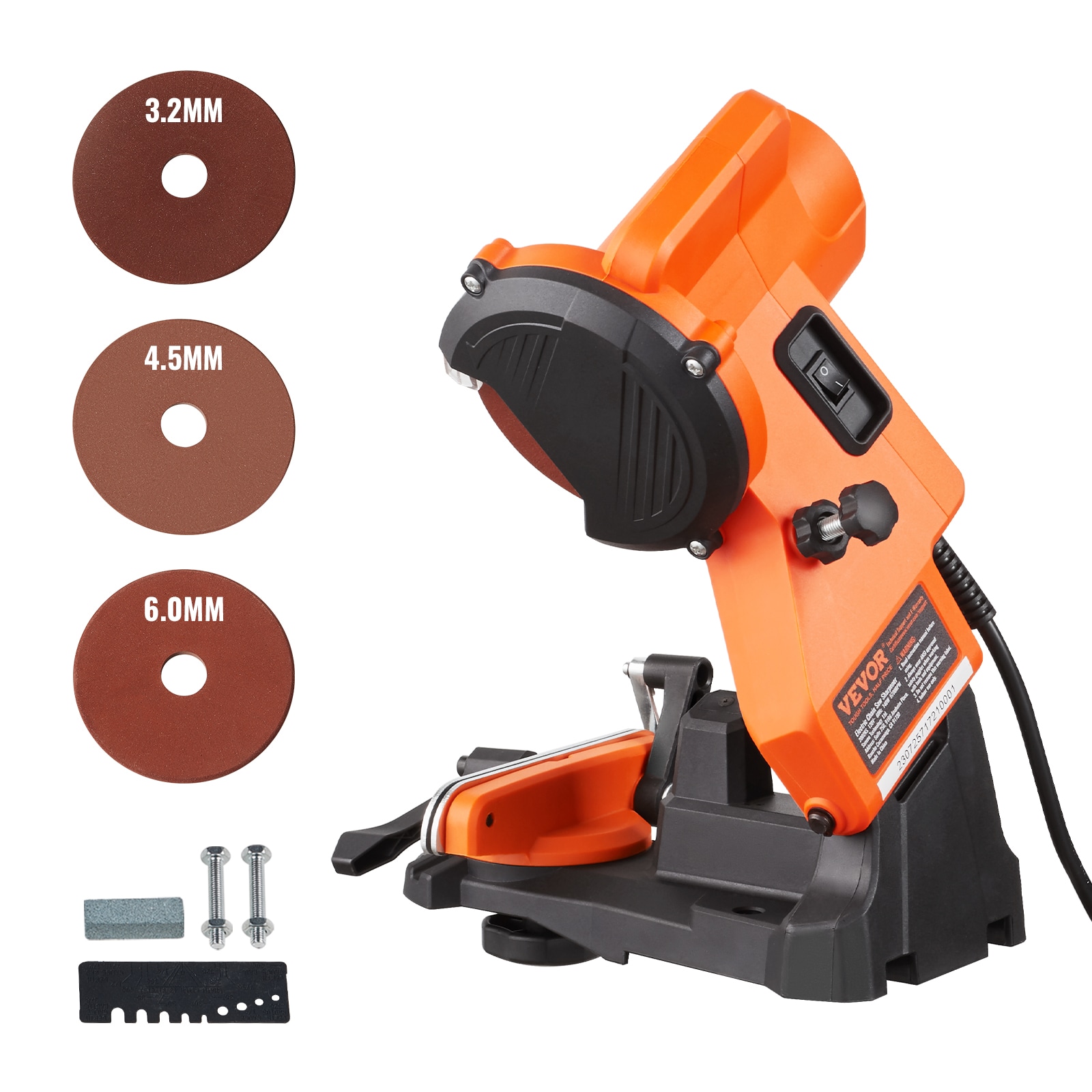 VEVOR D140W5500RPM3RMOLV1 Electric Chainsaw Sharpener, 140w Electric Saw Chain Blade Sharpener 5700-RPM, Professional Bench Chain Saw Sharpening Tool with 3 Grinding Wheels Fit 0.25 To 0.404 Pitch Chains