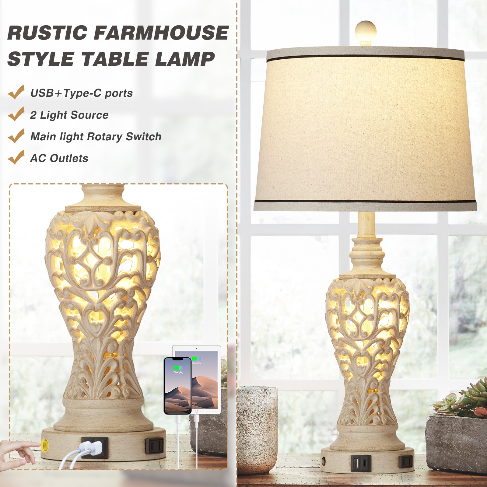 UrFurnishings TD-302 Table-Lamps - View #2