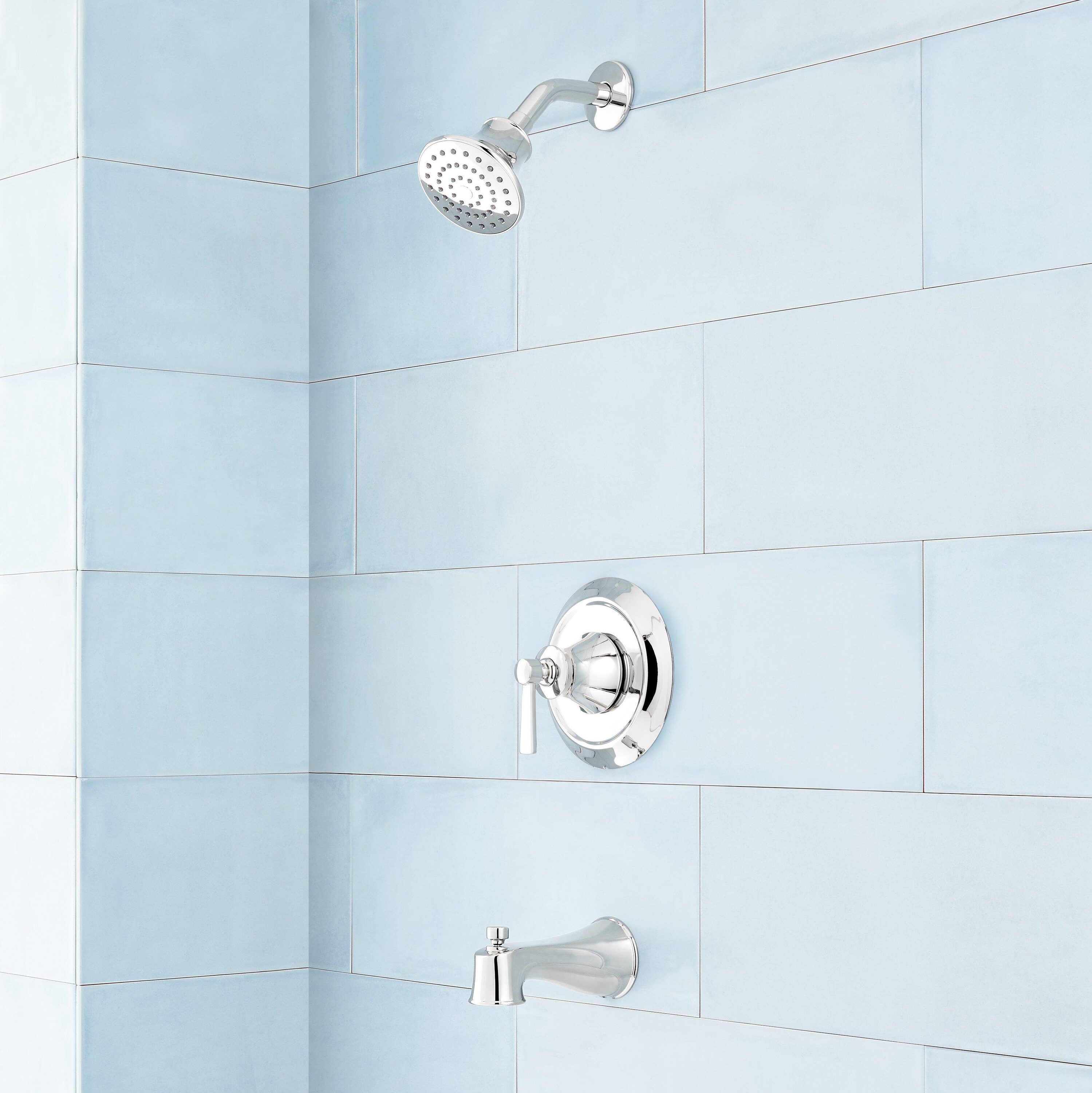 Signature Hardware 449069 Chrome 1-handle Single function 4.0625-Inches Round Bathtub and shower Faucet with Valve