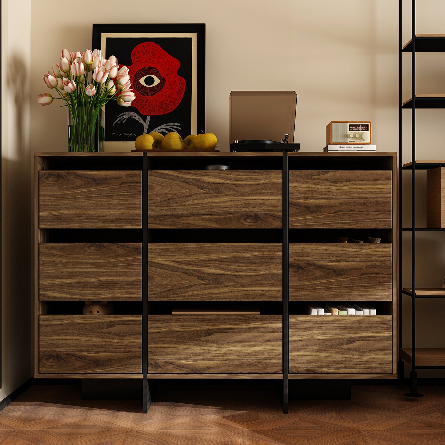FUFU&GAGA KF020502-01 Brown 9 -Drawer Standard dresser