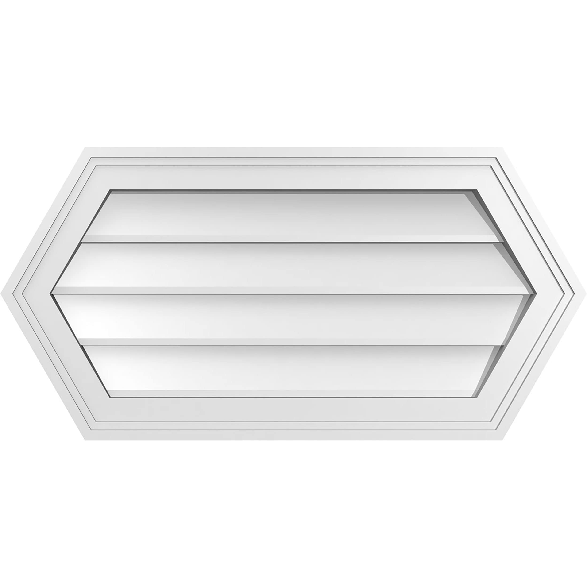 Ekena Millwork GVPHP28X1402SN 28-Inches x 14-Inches Off-white Peaked PVC Gable Louver Vent