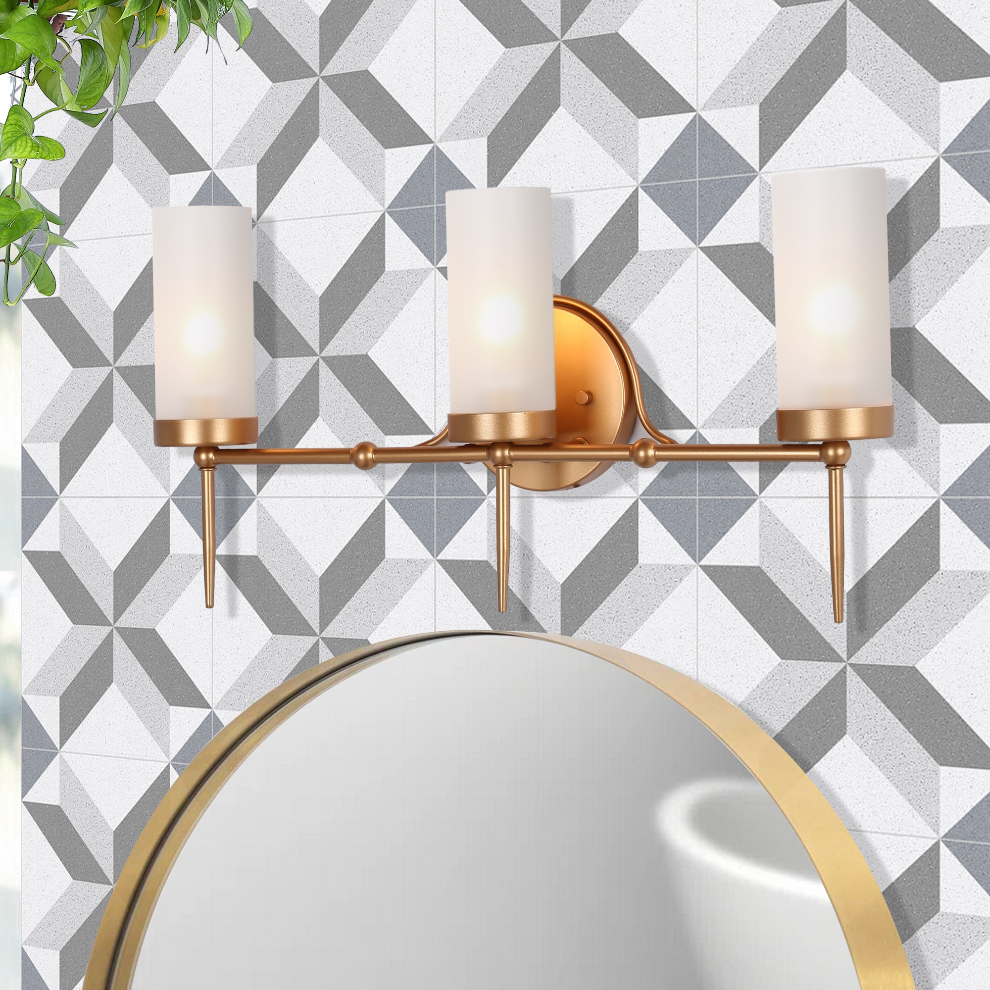 ZEVNI L3MQAU3AW4272SZ7 Lustrio 22-in 3 -Light Satin Gold Transitional Vanity light